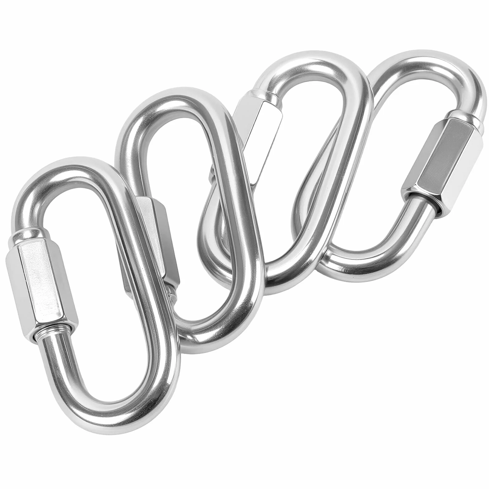 Mousquetons à visser M10 acier inoxydable - Maillon de chaîne 1000 kg - Lot de 4