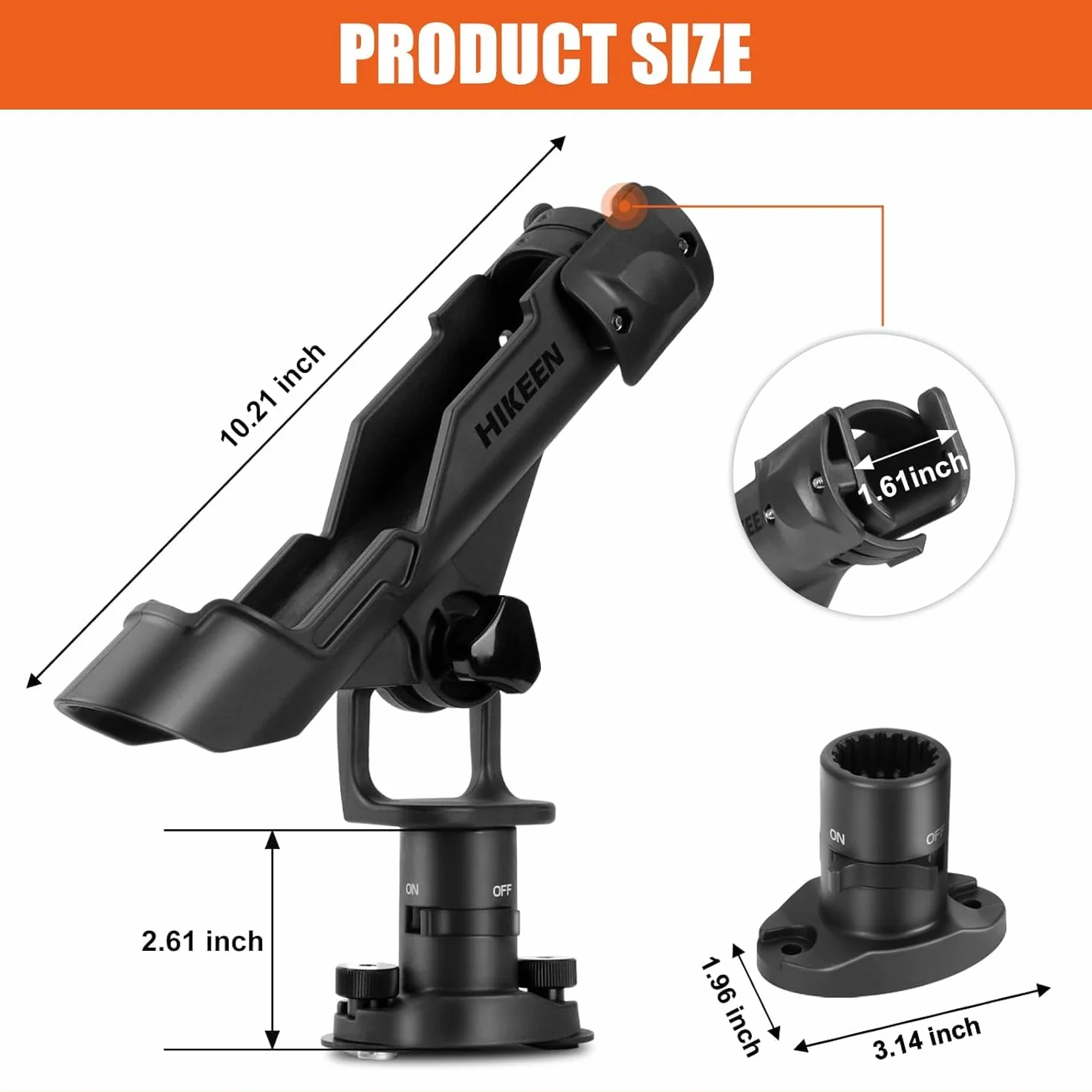 BOOSTEADY Support de Canne à Pêche pour Bateau et Kayak, Porte Canne Réglable 360° Montage Rail ou Pont