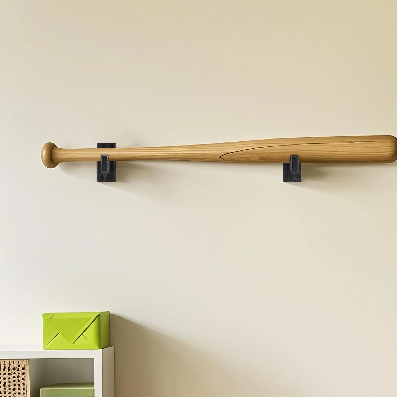 Lot de 6 Supports Mural pour Batte de Baseball en Bois - Noir