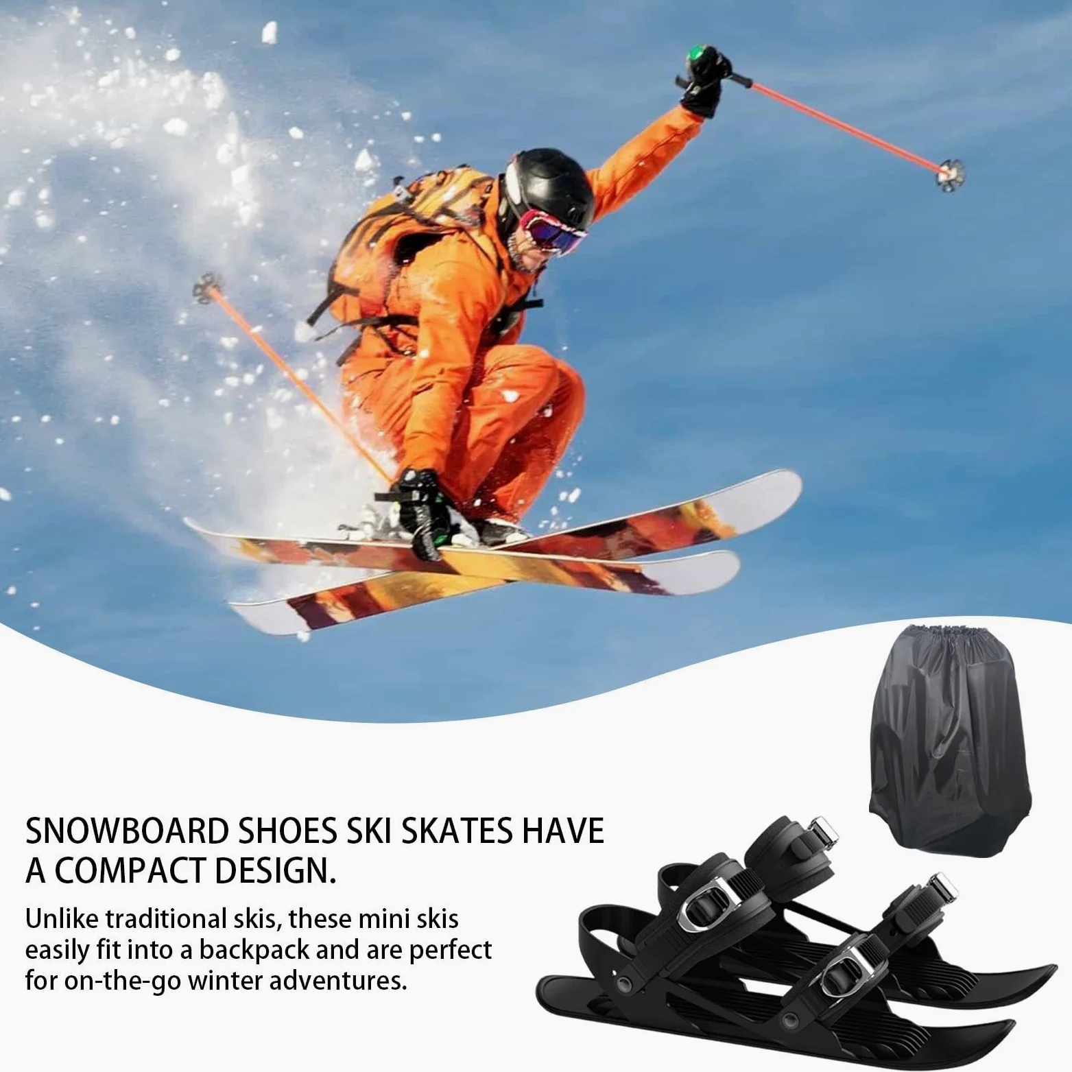 Raquettes à Neige pour Hommes, Patins à Neige | Planches à Skis Snowblades,Outils de Ski légers, Accessoire de Ski réglable, Patins à Neige antidérapants multifonctionnels pour Adultes et, Courses de