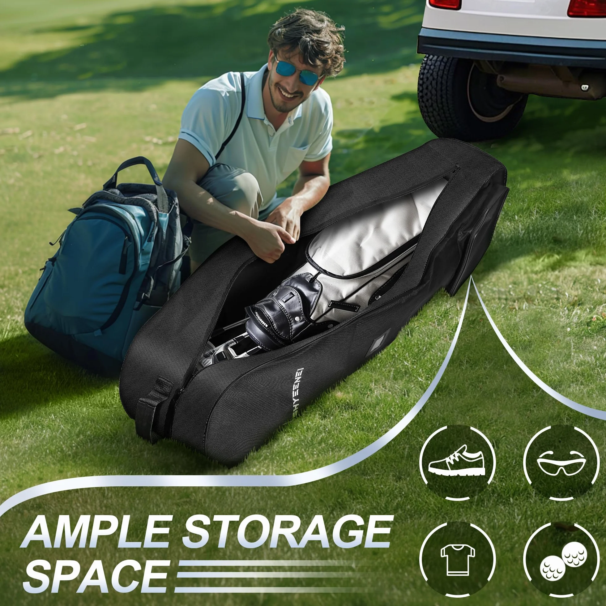 Sac de voyage de golf léger Oxford imperméable avec fermeture éclair