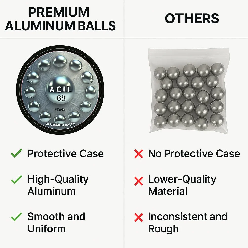 Aluminum Balls .68 Cal. Solid Reusable Paintballs Powerballs for Target Practice Training Defense Pistols (40 pcs)