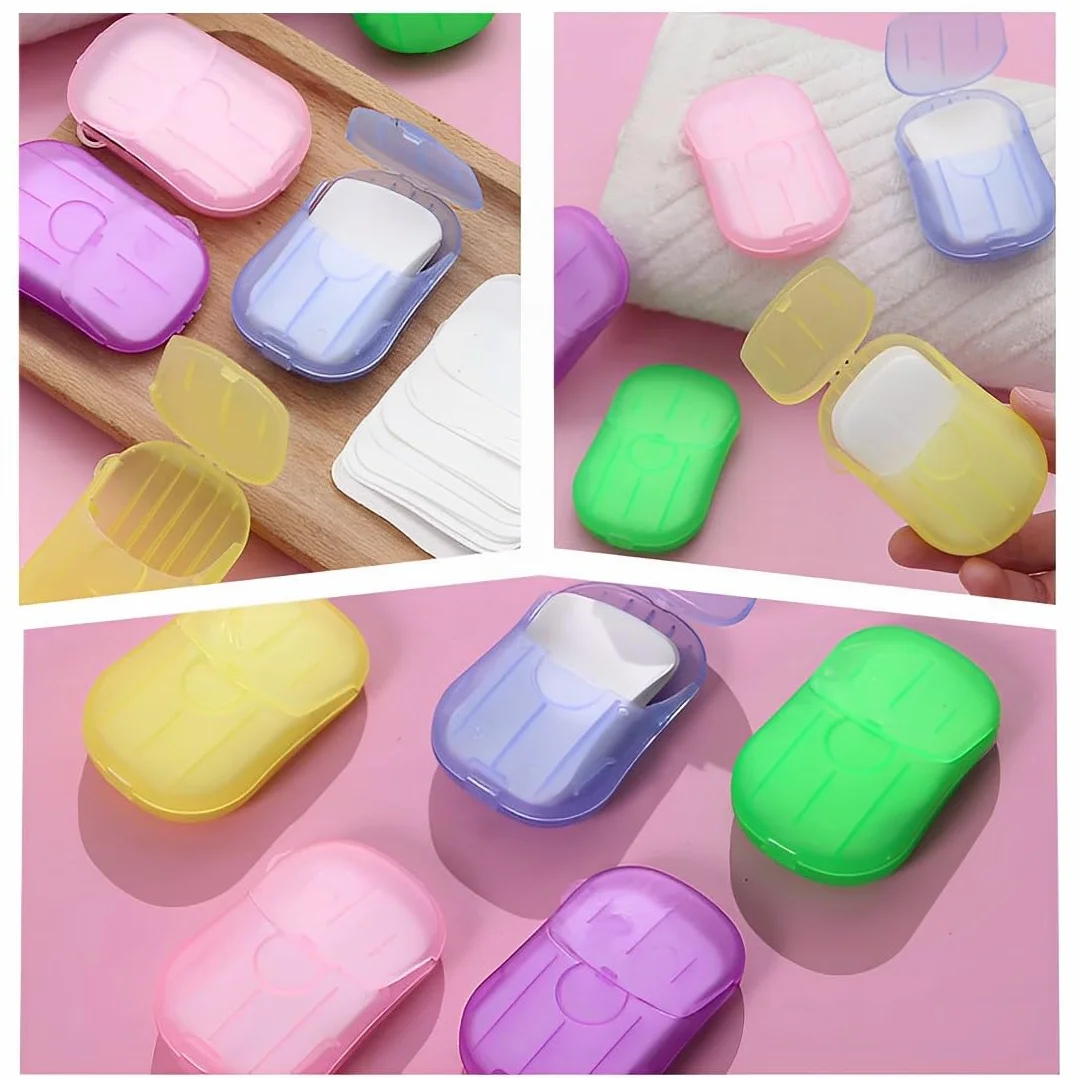 Savon jetable Feuilles de savon papier 100pcs 5 boîtes Portable Mini pour voyages Camping