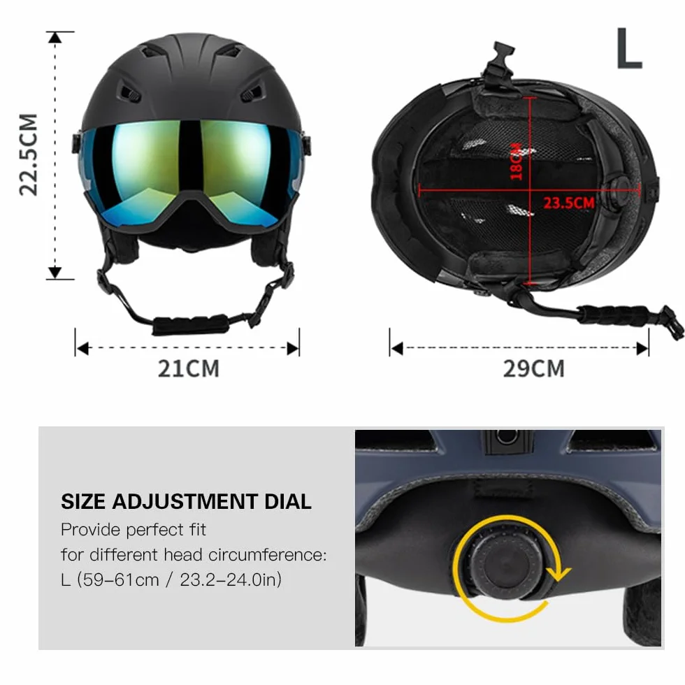 Lixada Casque de ski intégré Casque de snowboard pour homme et femme avec visière amovible
