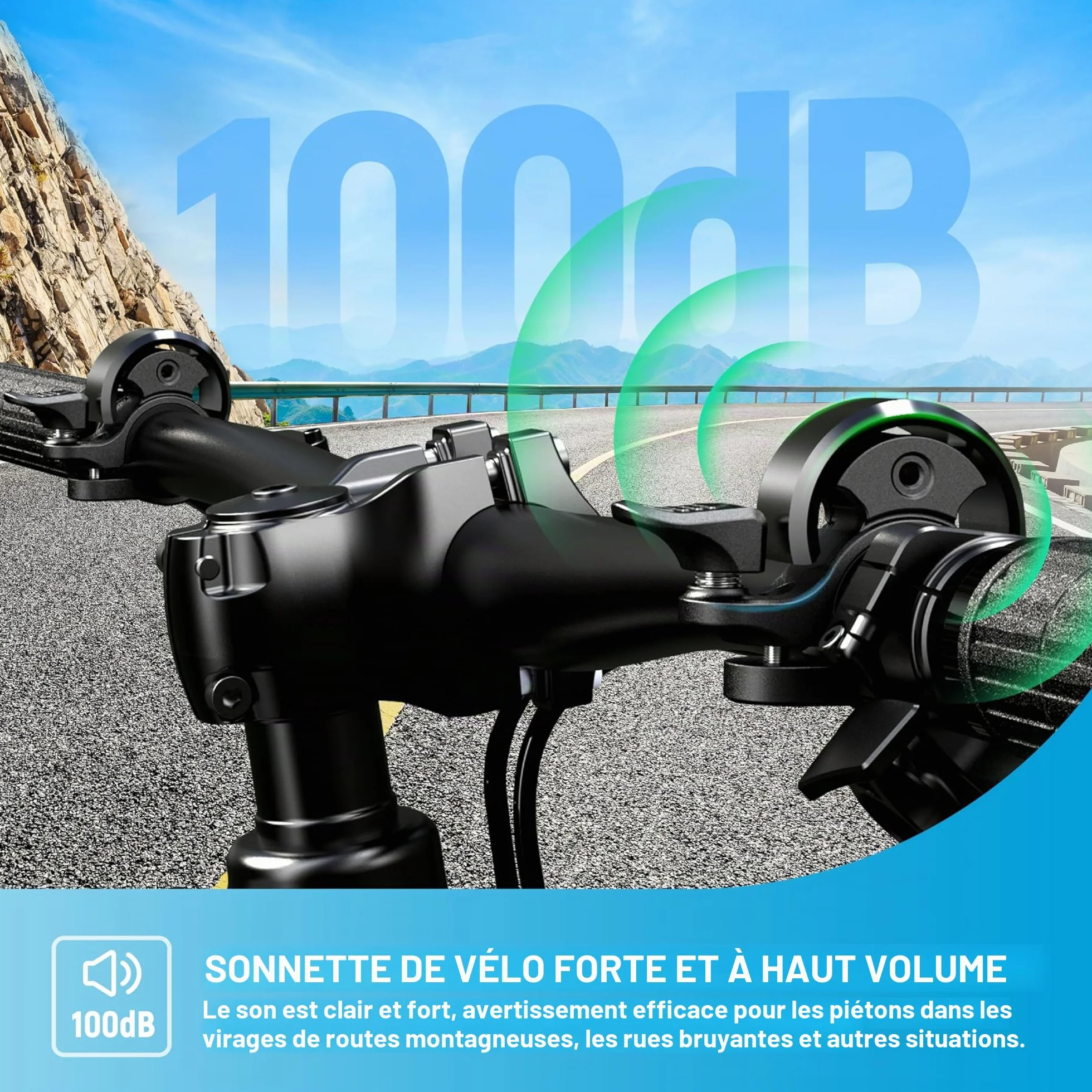 Greallthy Sonnette de vélo en Alliage d'aluminium Mini pour VTT Route Électrique Guidon 19-25,4 mm