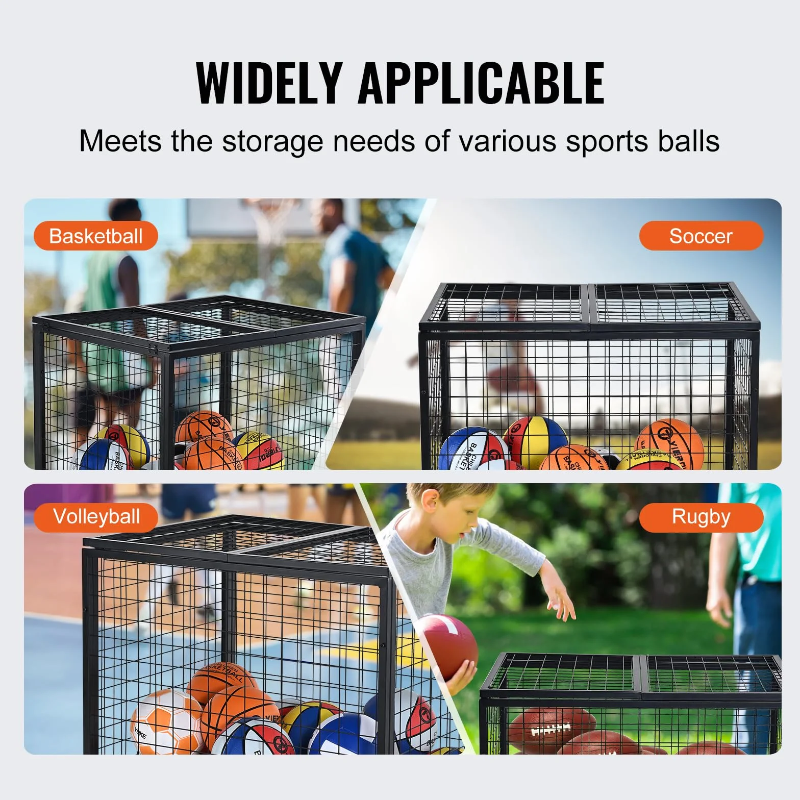 VEVOR Chariot à Ballons Verrouillable 85x67,5x82,5 cm Cage de Rangement pour Ballon Mobile avec 4 Roulettes et Freins en Acier