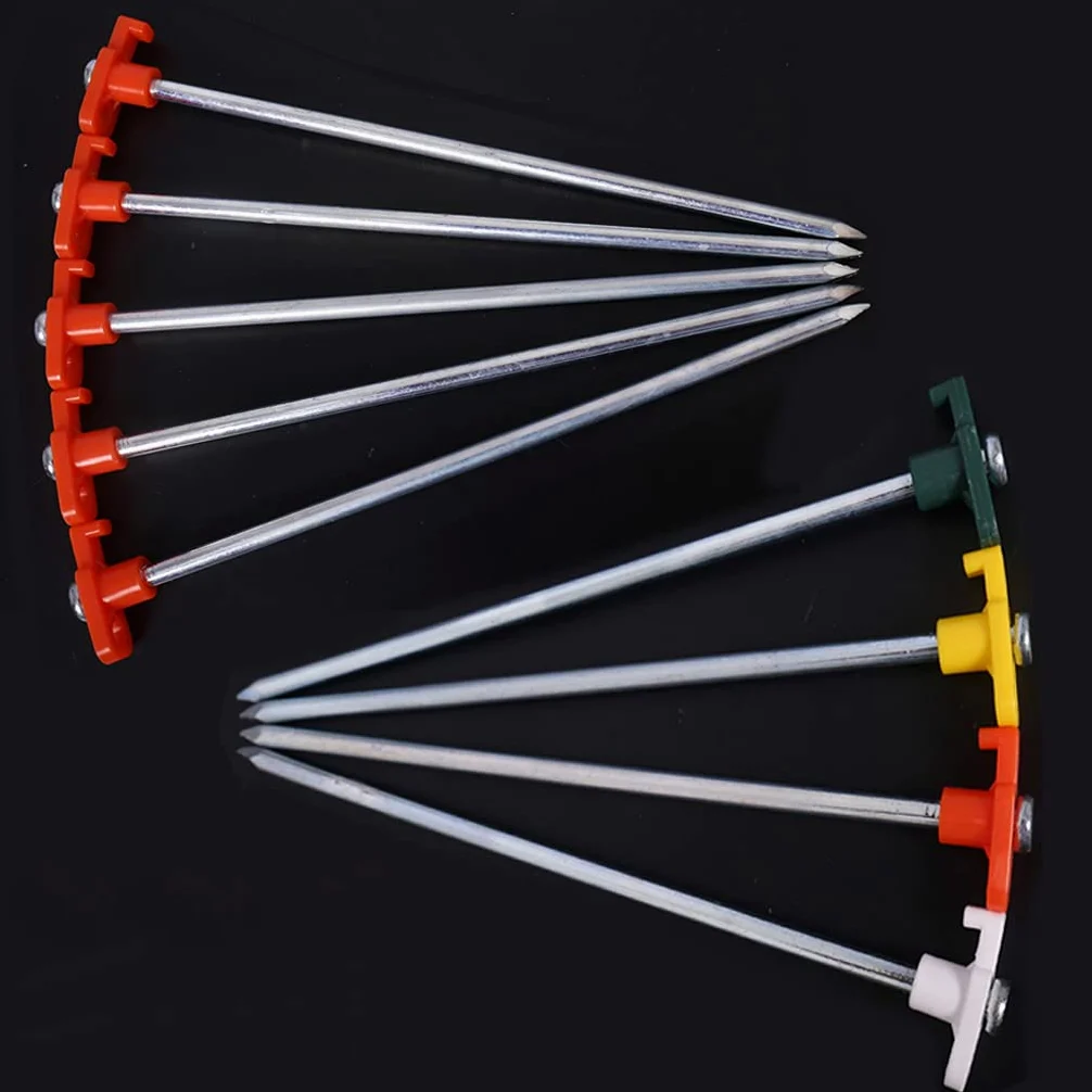 10 pièces piquets de Tente en Acier, Clous de piquets de Tente incassables et inflexibles pour Le Camping et l'extérieur, pour Sol Normal et Dur Orange (Vert)