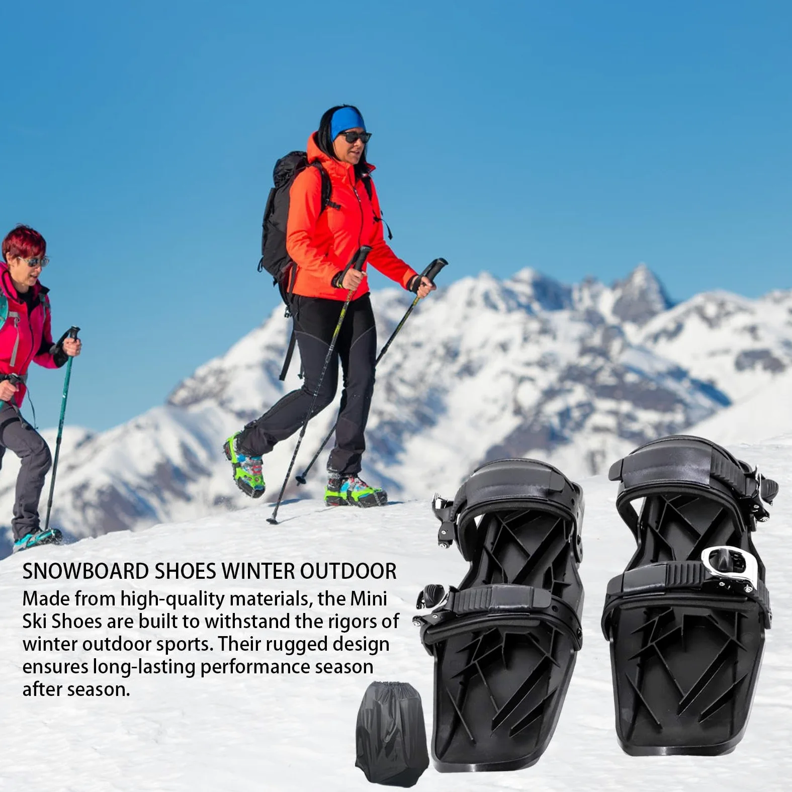Patin à Neige, Skis Courts | Planches à Skis Snowblades | Accessoire de ski compact, outils de ski réglables multifonctionnels, pieds de neige légers et antidérapants pour hommes femm