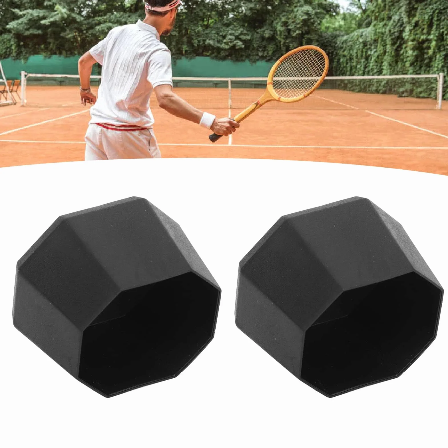 Lot de 4 Embouts de Raquette de Tennis en Silicone, Accessoire pour Manche