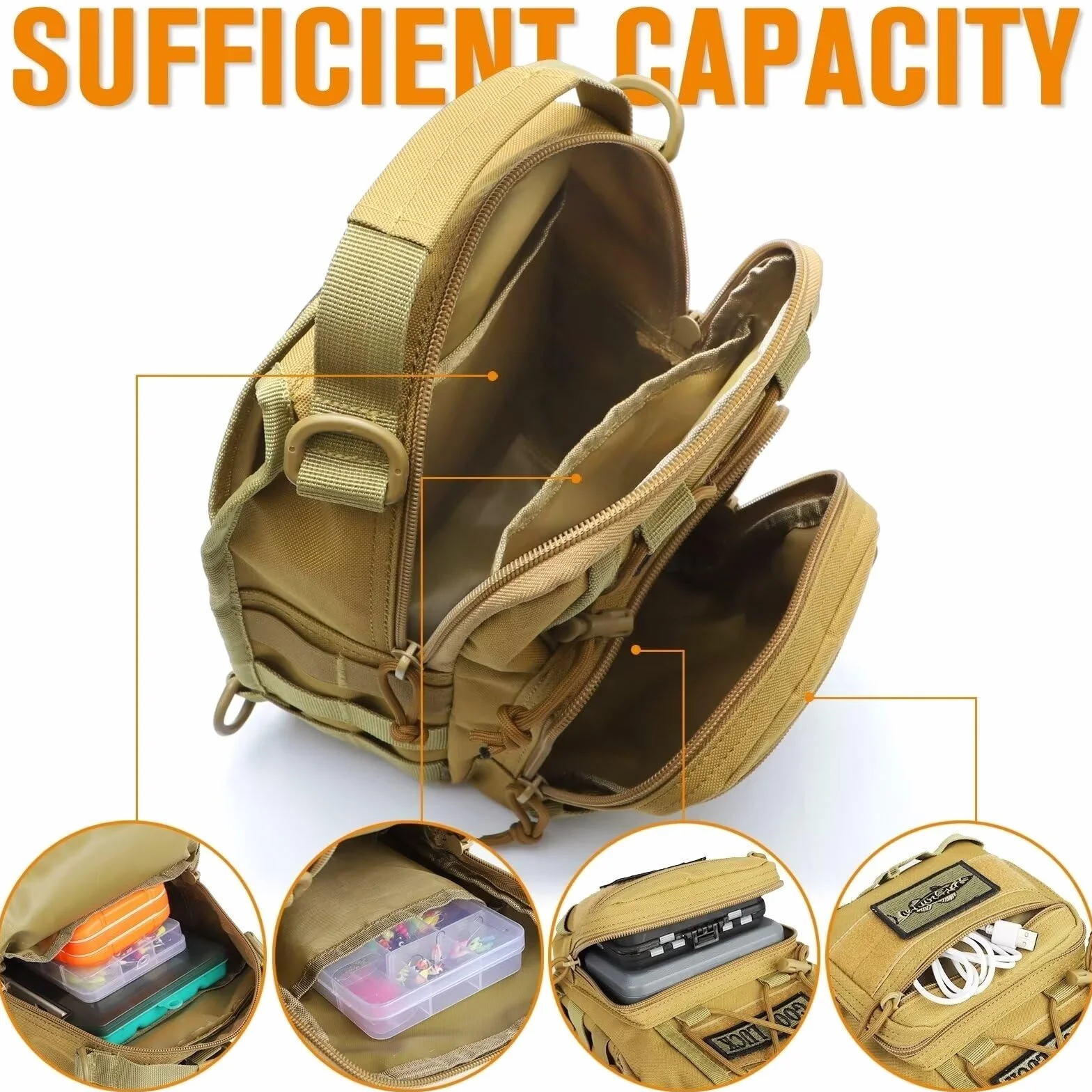 Dovesun Petit Sac à Dos de Pêche Étanche avec Boîtes à Accessoires