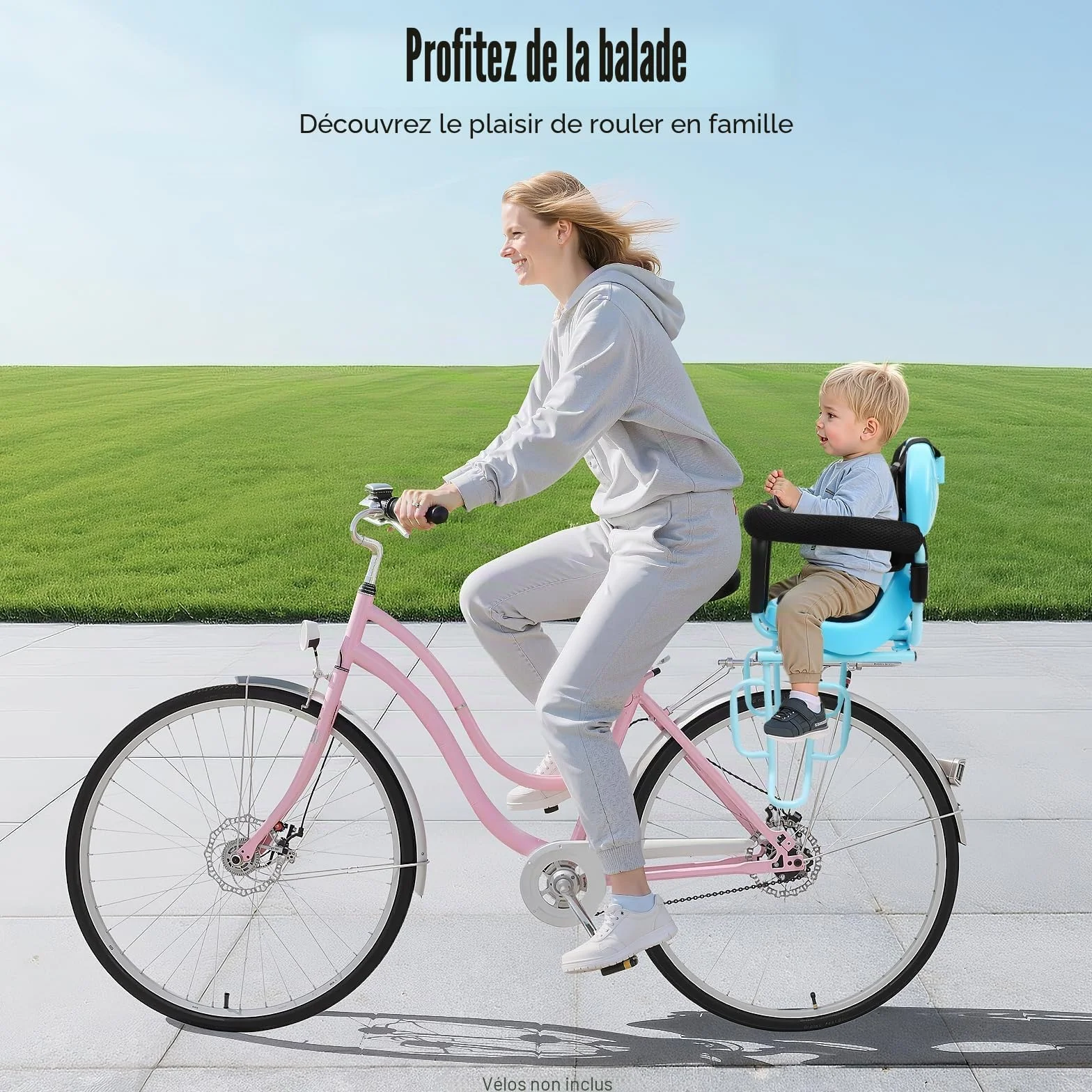 Siège de vélo enfant avec pédale et barre de sécurité arrière 6 mois à 6 ans