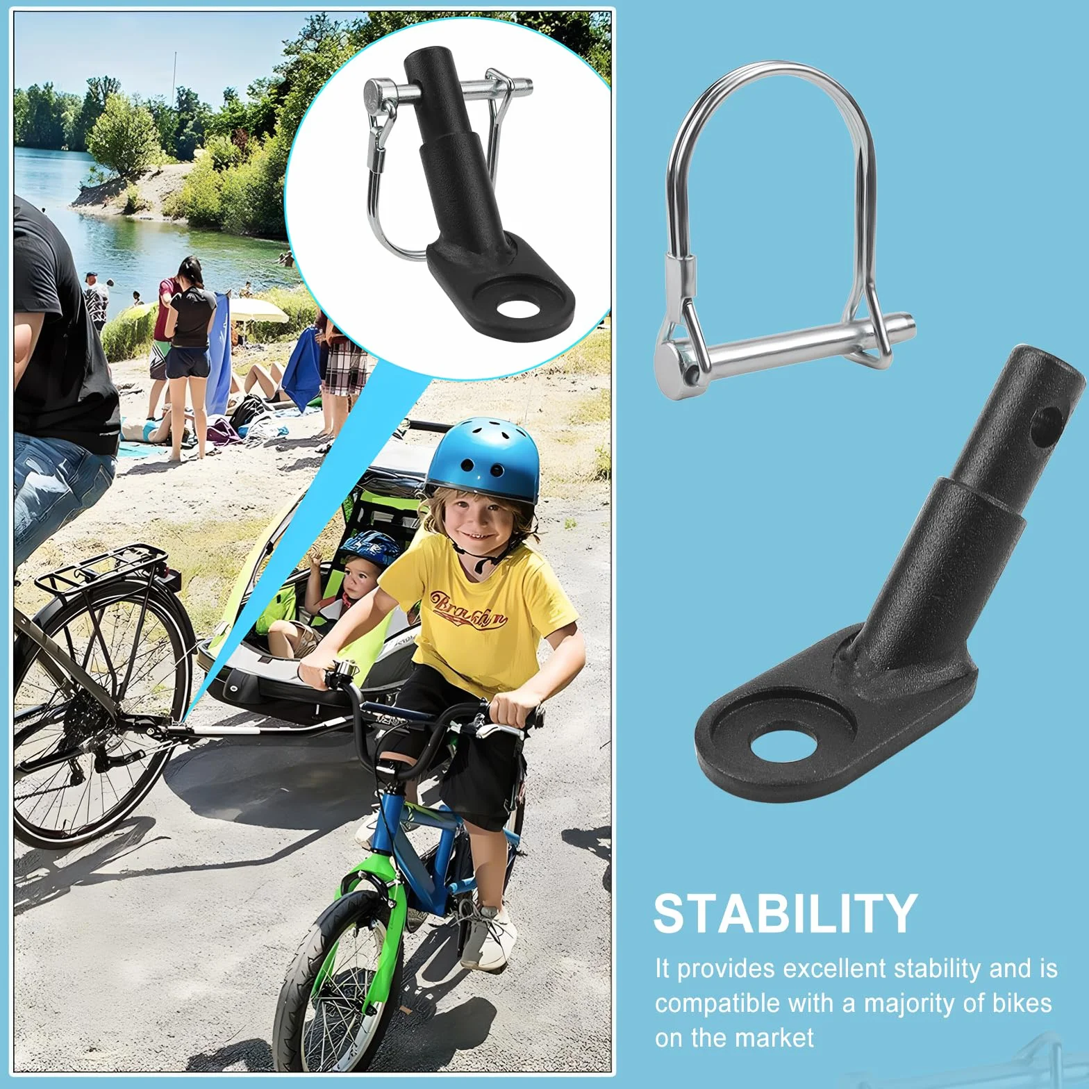 Attache Remorque Velo Enfant Universelle 2 Pcs Support Attelage Boucle U Pliable Chien Cargo