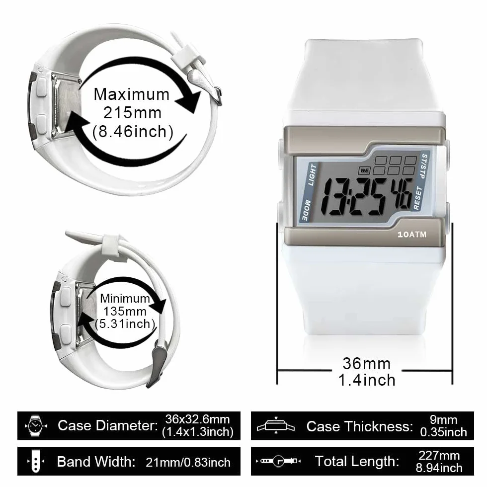 Montre Numérique Plongée 10 ATM Etanche Chronomètre Réveil Calendrier Rétroéclairage