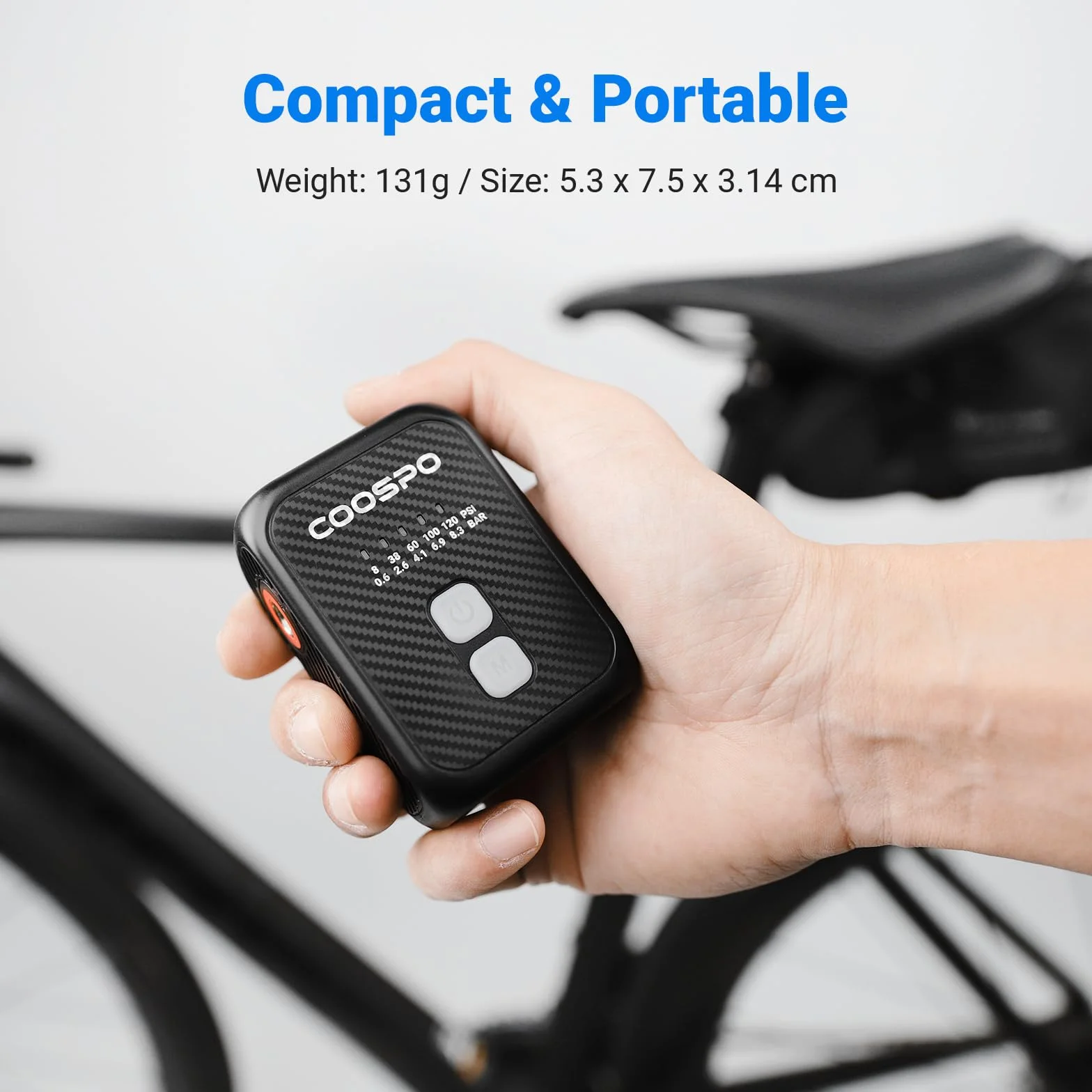 CooSpo Pompe à Velo Electrique 120 PSI avec Arrêt Automatique Presta/Schrader