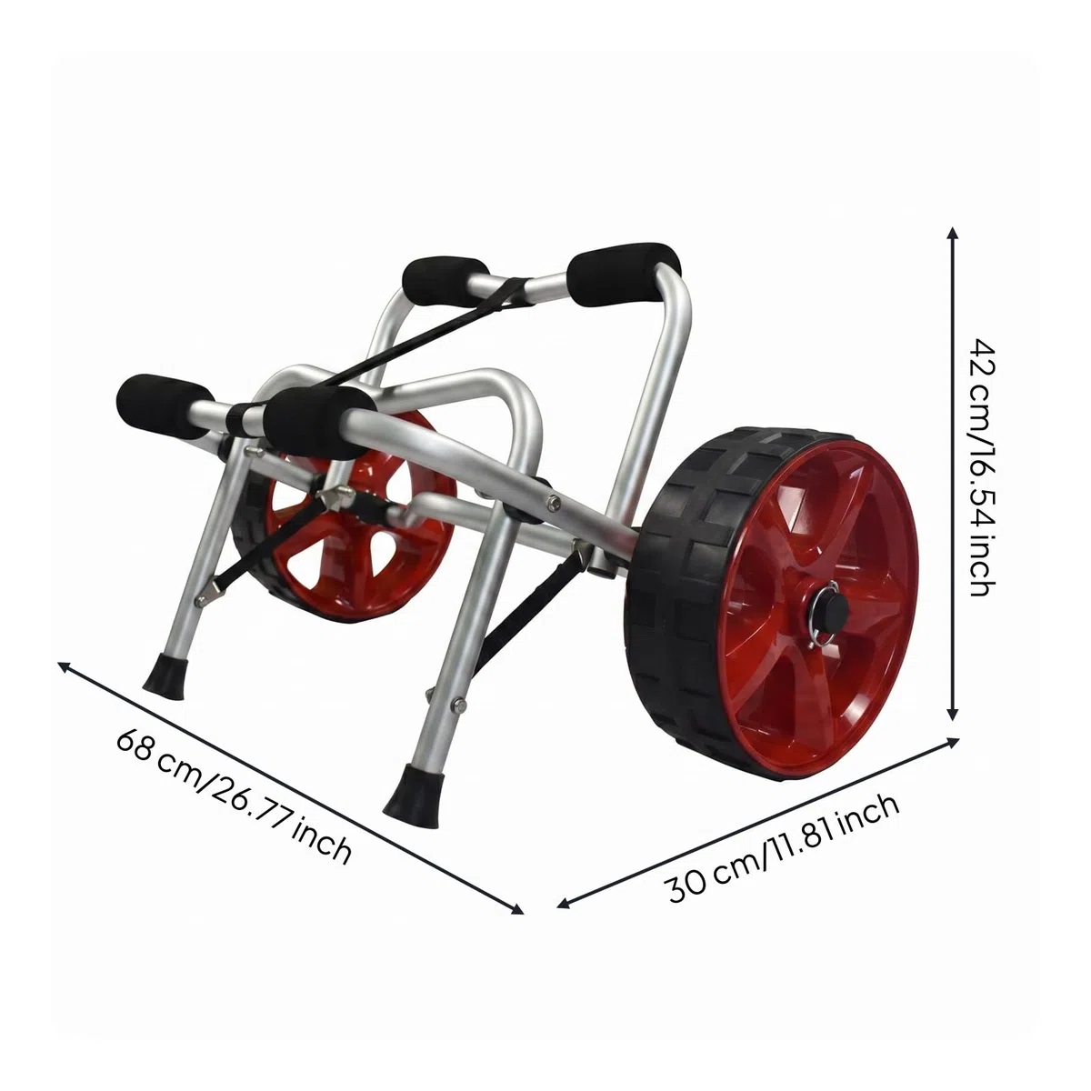 Gralara Chariot Transport Kayak Roues Larges Porte-Bateau Barre Centrale Loisirs Aquatiques, Chariot Pliant