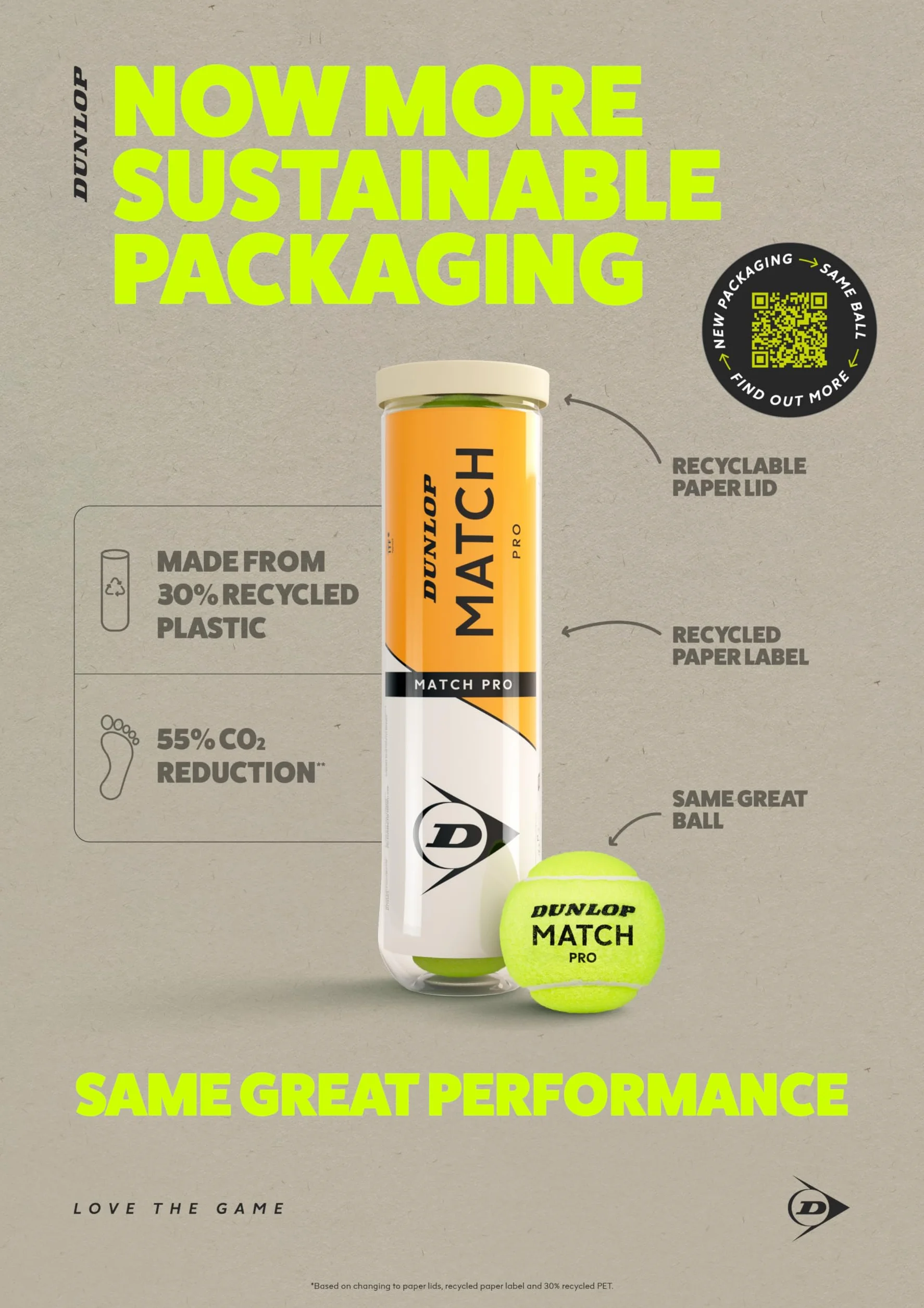 Dunlop Match Pro Tennis Ball for Sand, Hard Court & Lawn