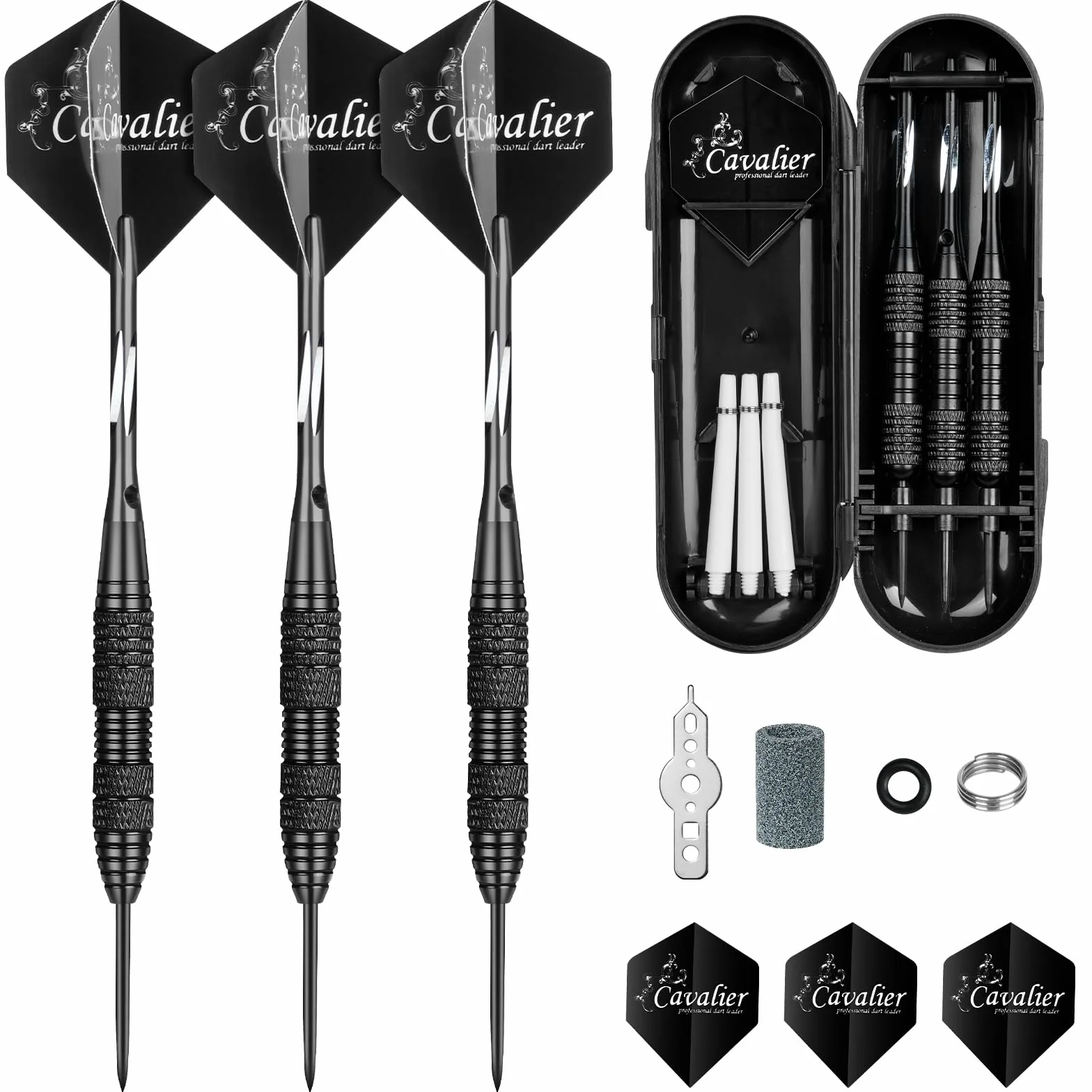Flintronic Fléchettes Pointe Acier 23g/24g, Set de 3/6 Fléchettes avec Ailettes et Arbres