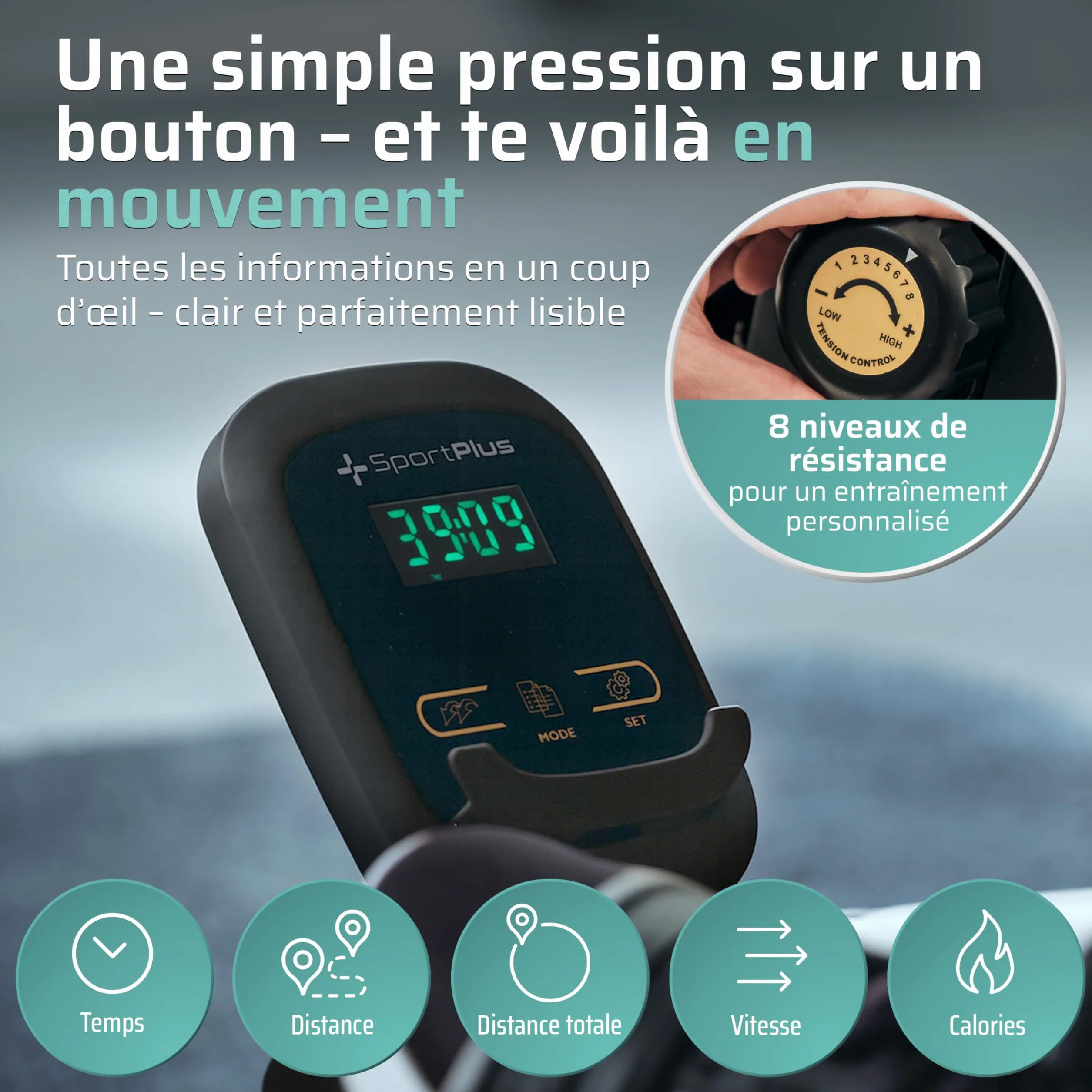 Sportplus Mini vélo d'appartement avec Frein magnétique 8 Niveaux résistance Ordinateur d'entraînement