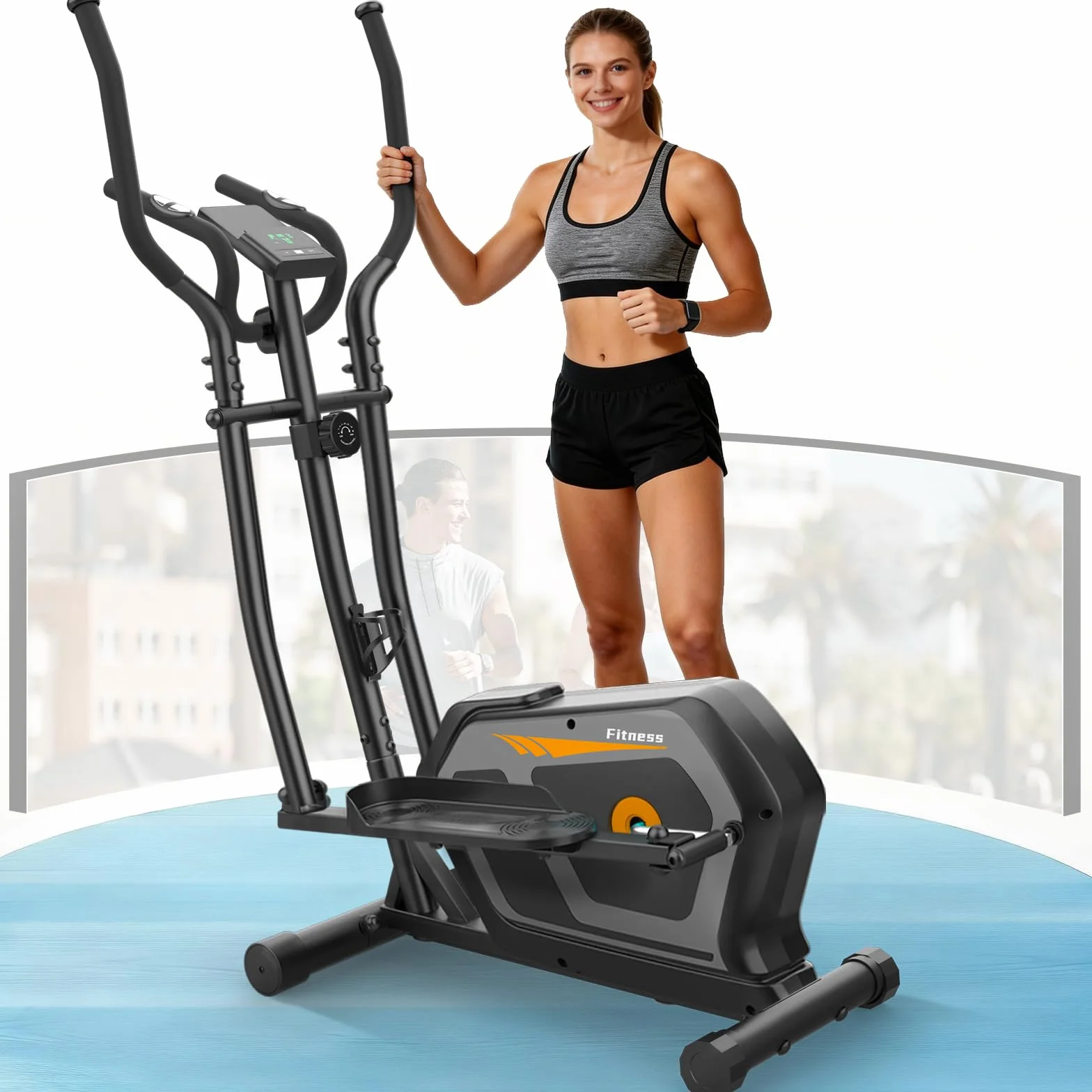 Vélo elliptique 3 en 1, 16 niveaux de résistance, écran LCD, capacité 287LBS