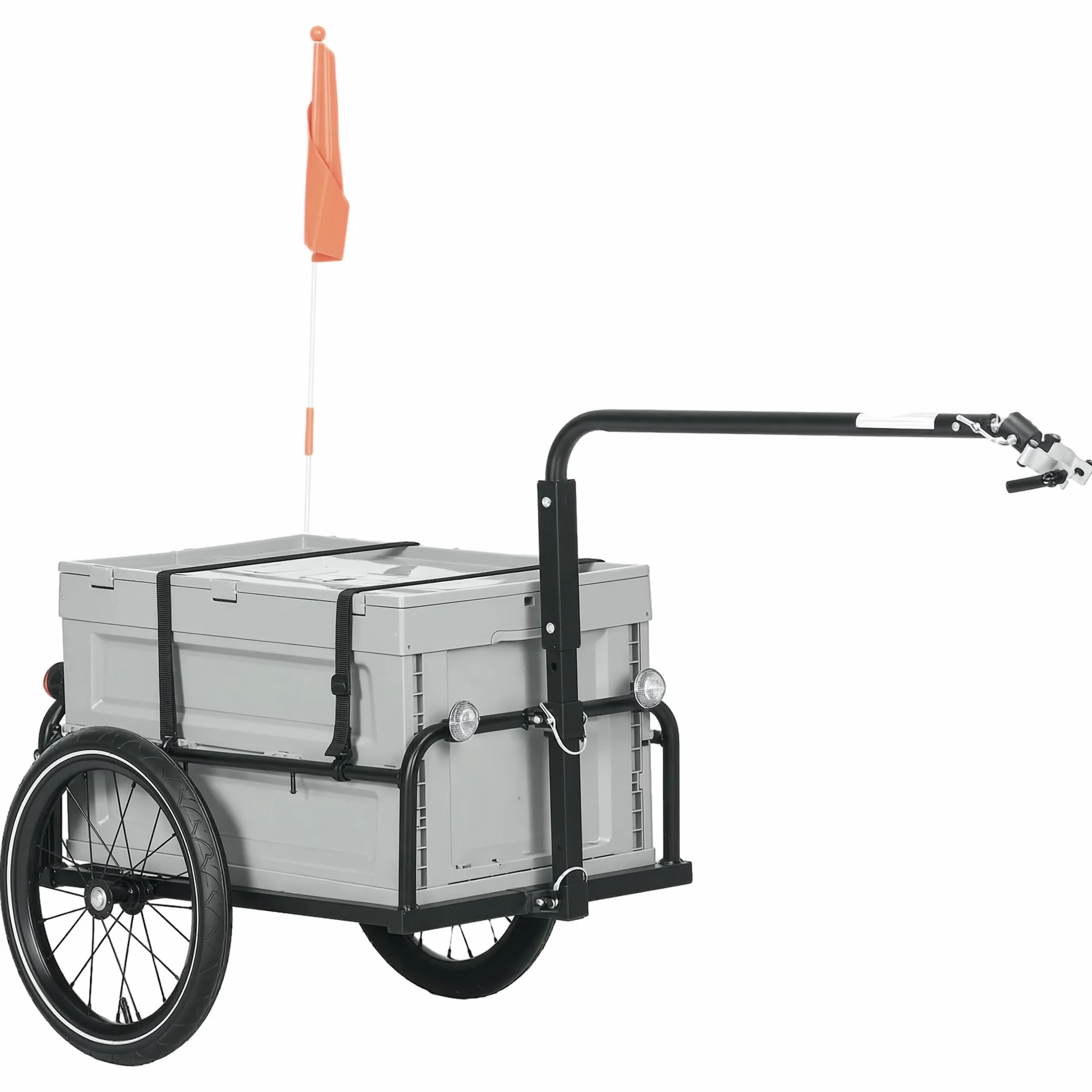 HOMCOM Remorque Chariot à vélo 65L Pliable avec Coffre Amovible, 40KG