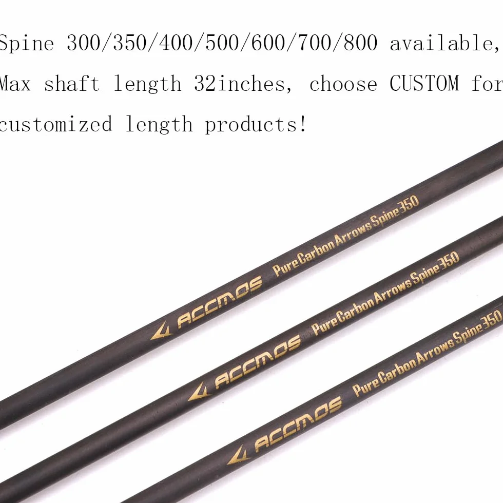 Flèches en Carbone Longueur Personnalisée 300-800 Spine Pointe Amovible 2" Plume Plastique pour Arc Recurve Arc à Poulies Tir à l’Arc