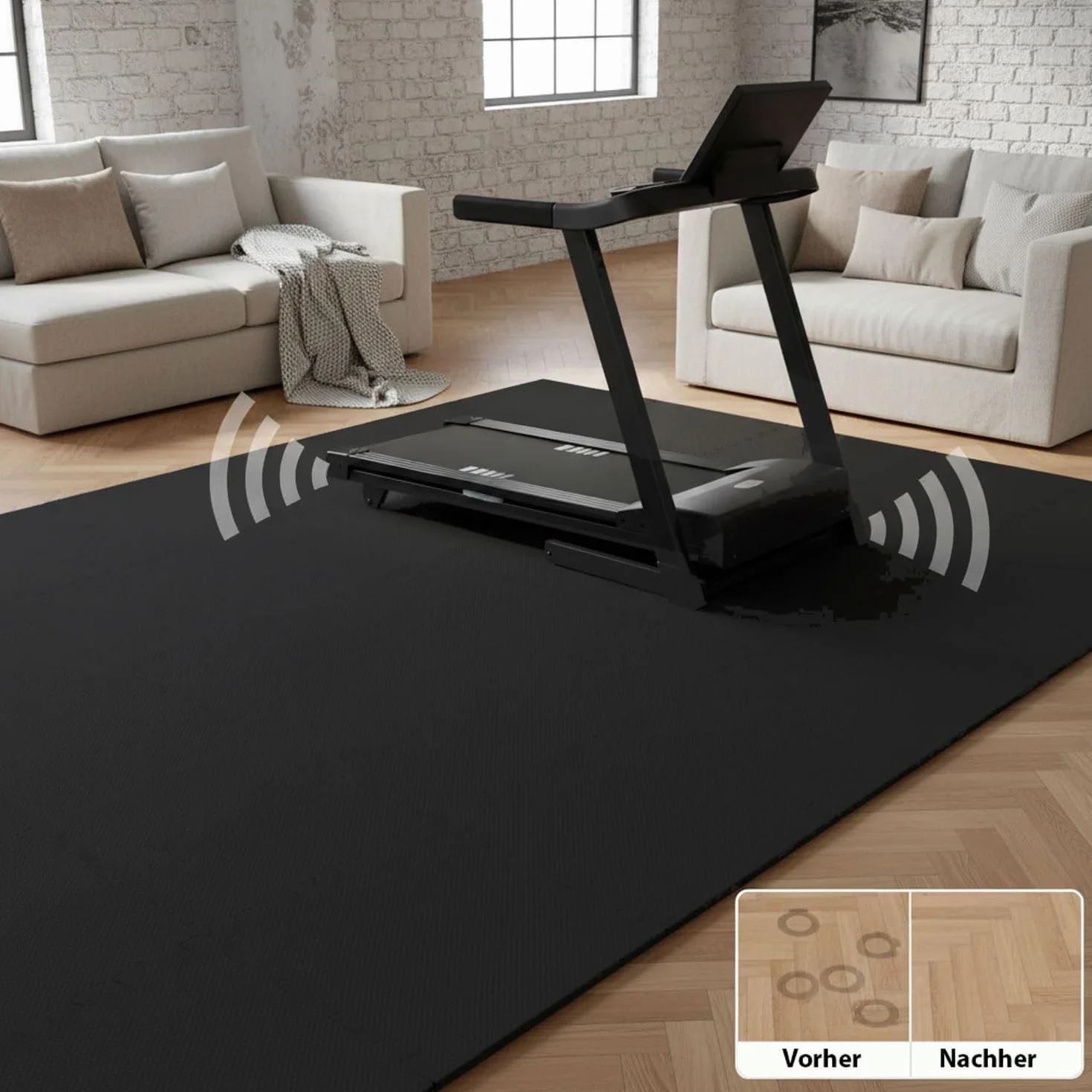 EYEPOWER Tapis de Protection Sol Fitness 30x30 cm Noir 9 Pièces Home Gym