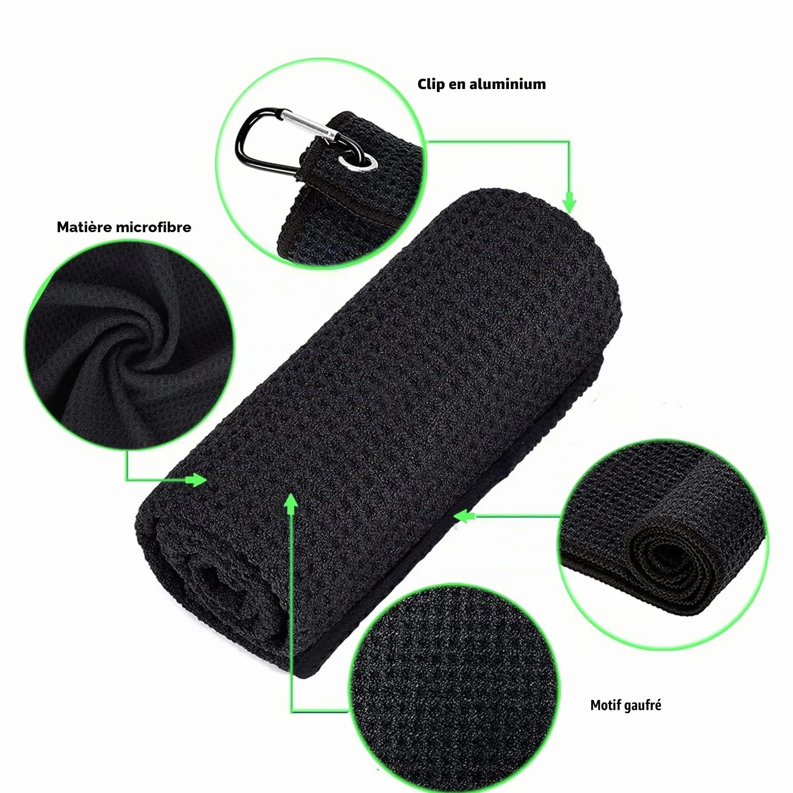 Kit de Nettoyage pour Club de Golf - Brosse de Nettoyage Pliable en Microfibre - Outil de réparation de Golf avec marqueur de Balle - Kit de Nettoyage Pratique pour golfeurs
