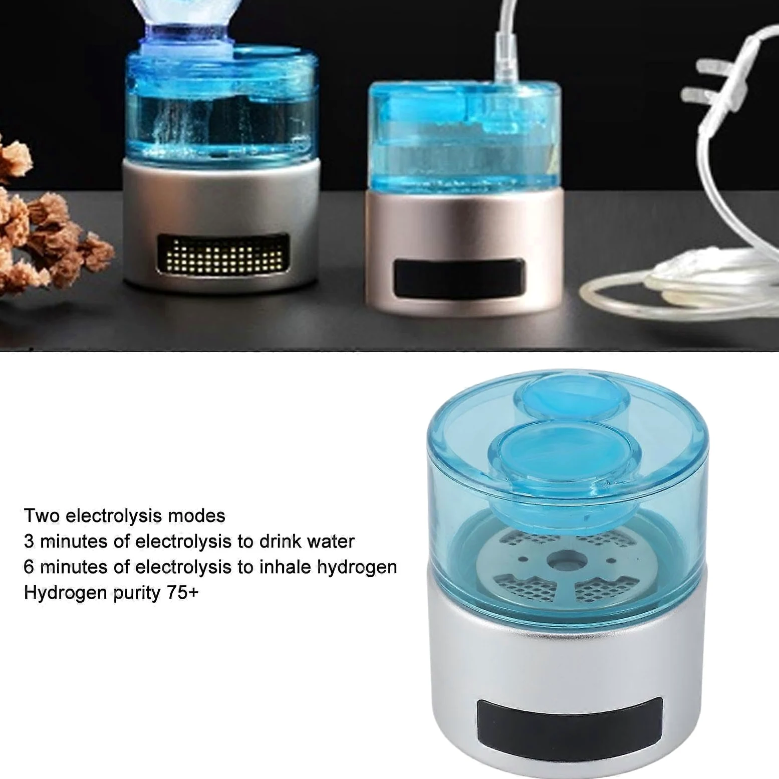 Bouteille d'eau à hydrogène 6001600ppb rechargeable par USB, étanche, générateur d'eau portable 50 ml pour la maison, argent