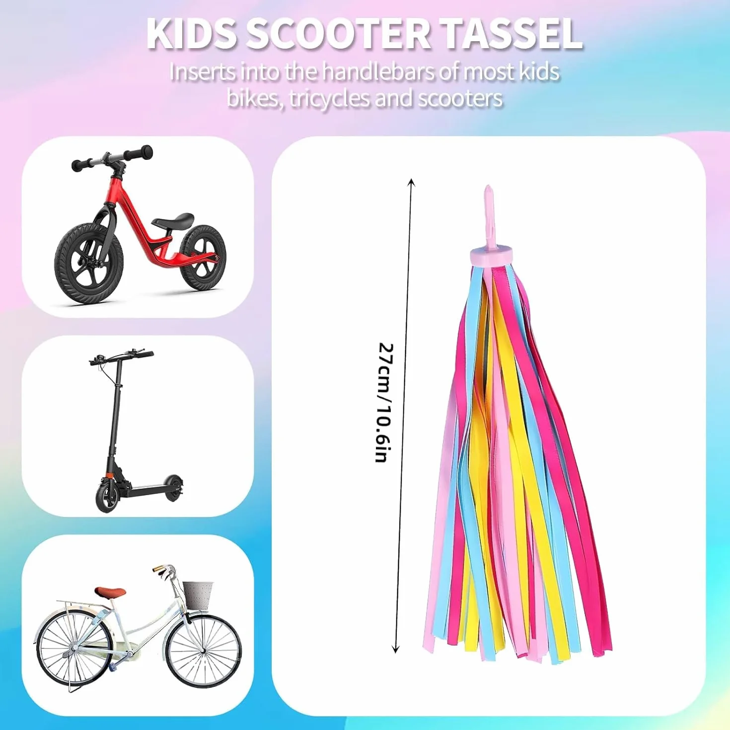 Rubans arc-en-ciel pour vélo enfants filles garçons trottinette accessoires