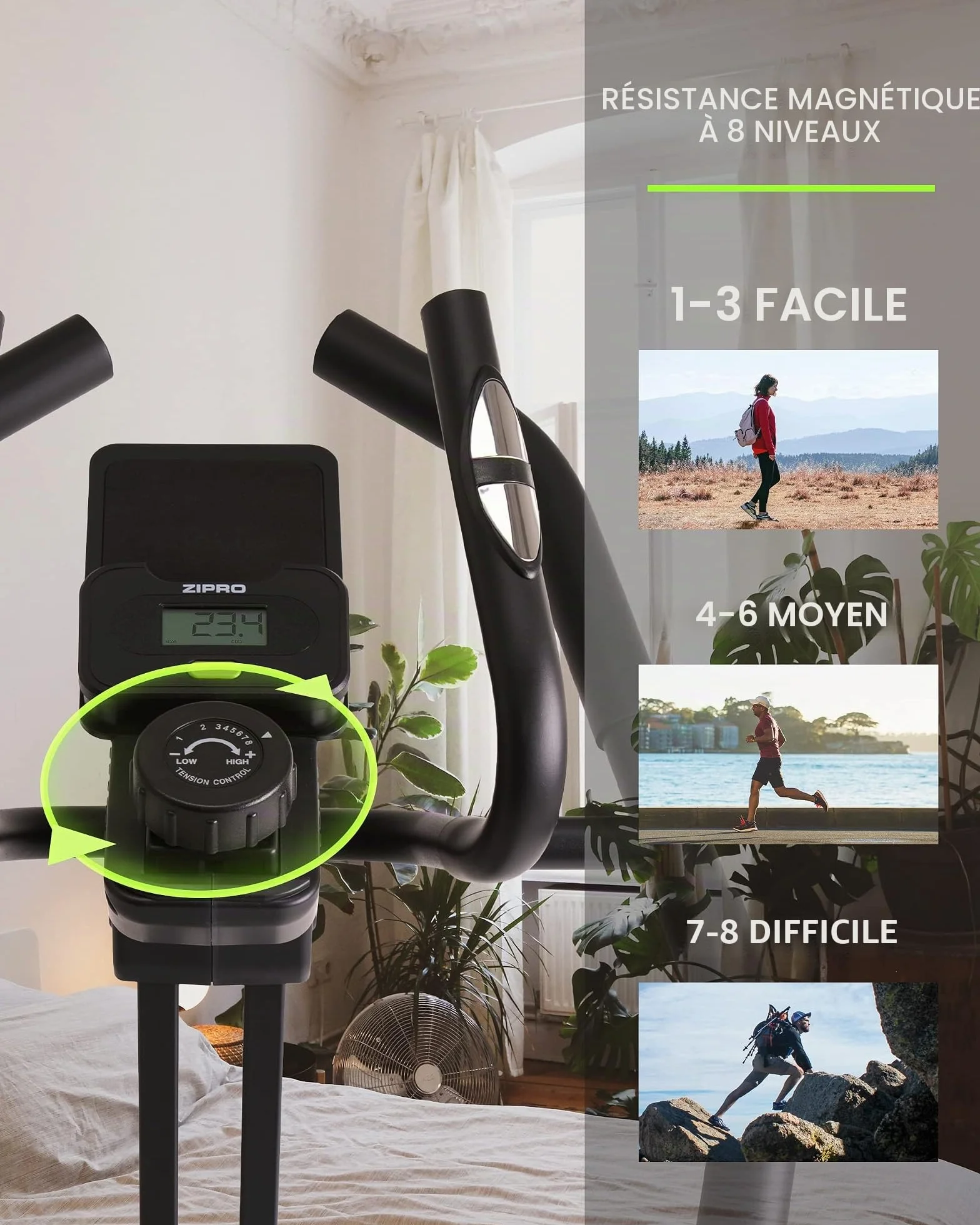 Zipro Crosstrainer Climber, vélo elliptique, 8 niveaux de résistance, 120 kg