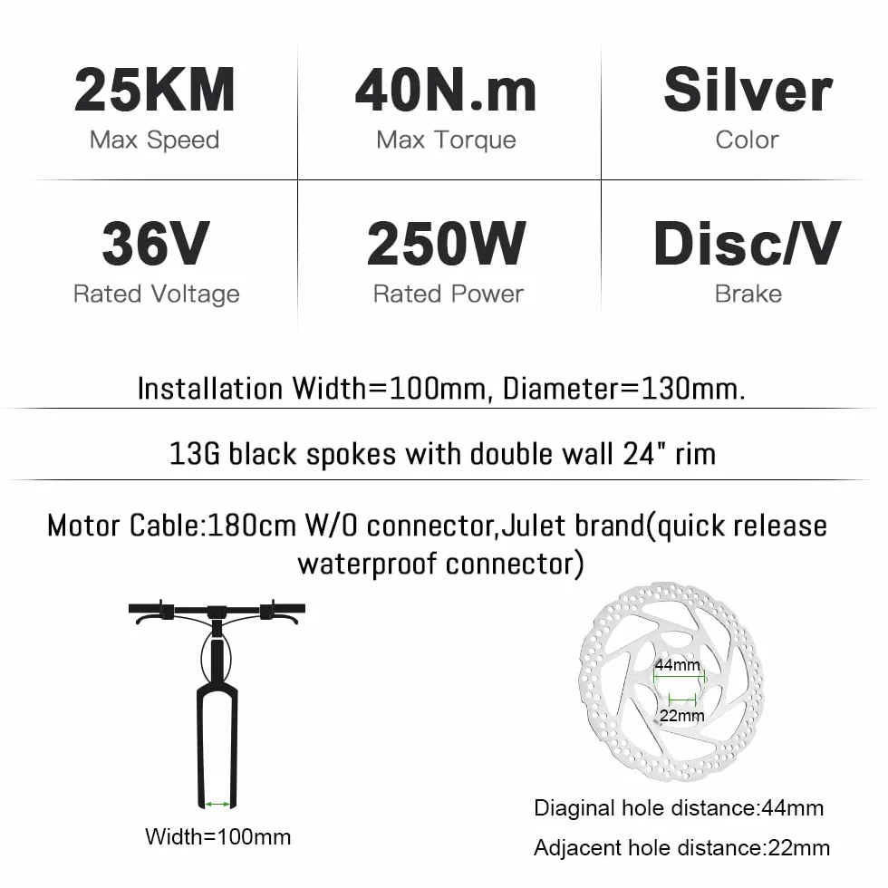 YOSE POWER Kit de Conversion Vélo Electrique 36V 250W 24 Pouces Moteur Roue Avant avec LCD