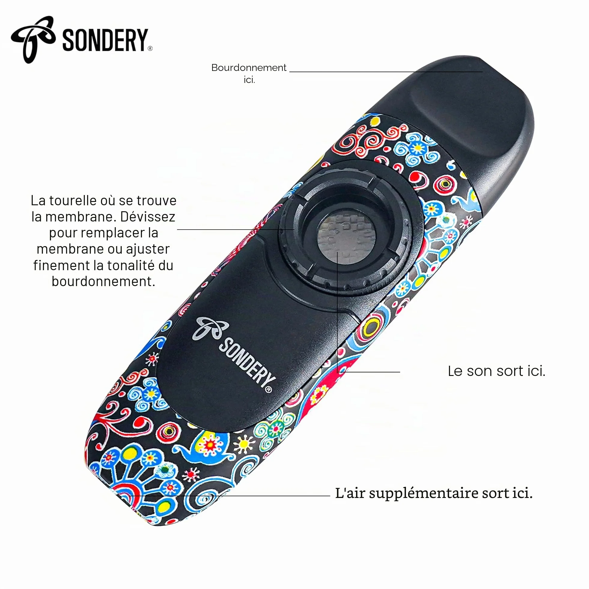 Professionnel Kazoo Instrument à Vent avec 5 Membranes, Cordon et Pochette