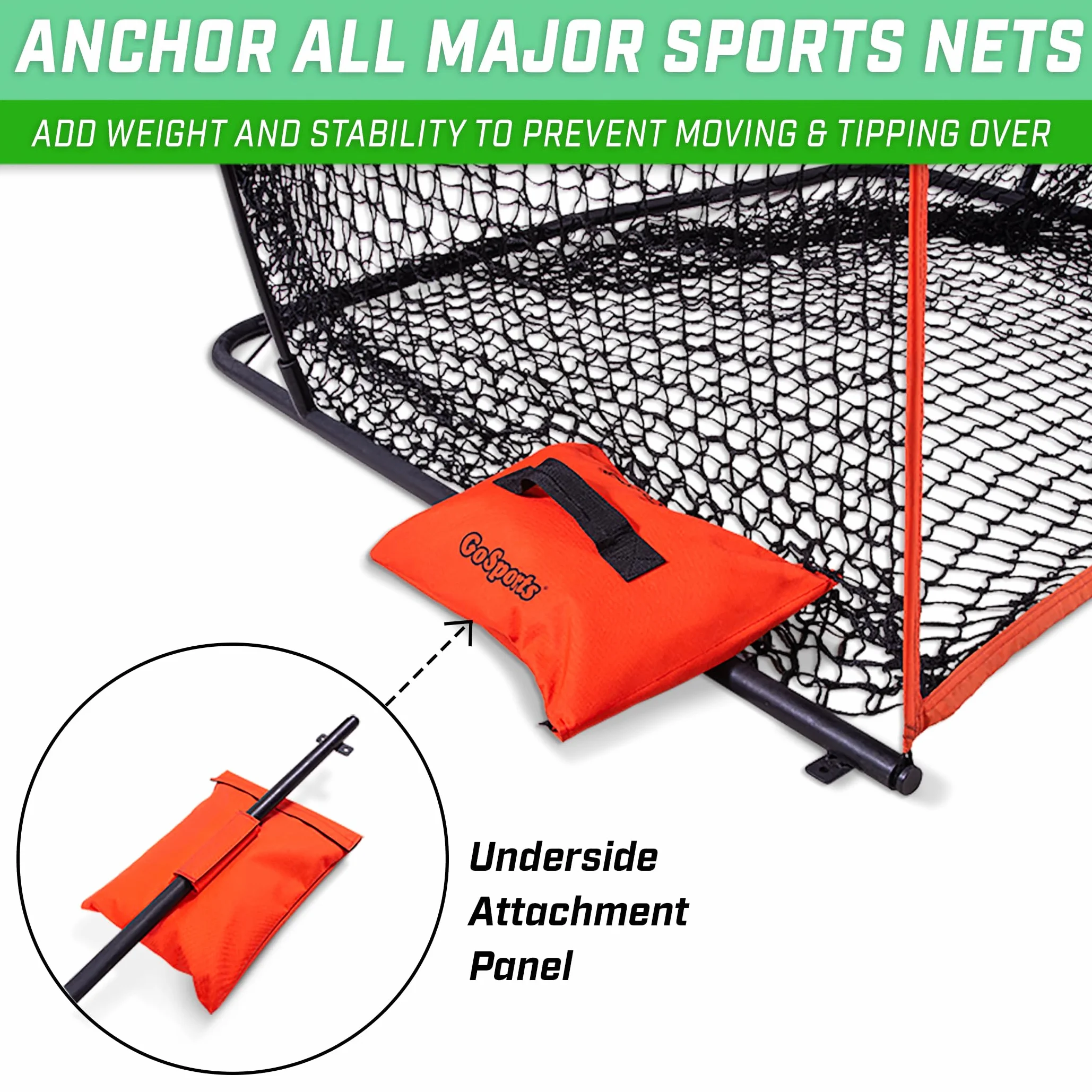 GoSports Lot de 4 Sacs de Sable lestés pour Filets de Baseball, Football, Golf, Hockey