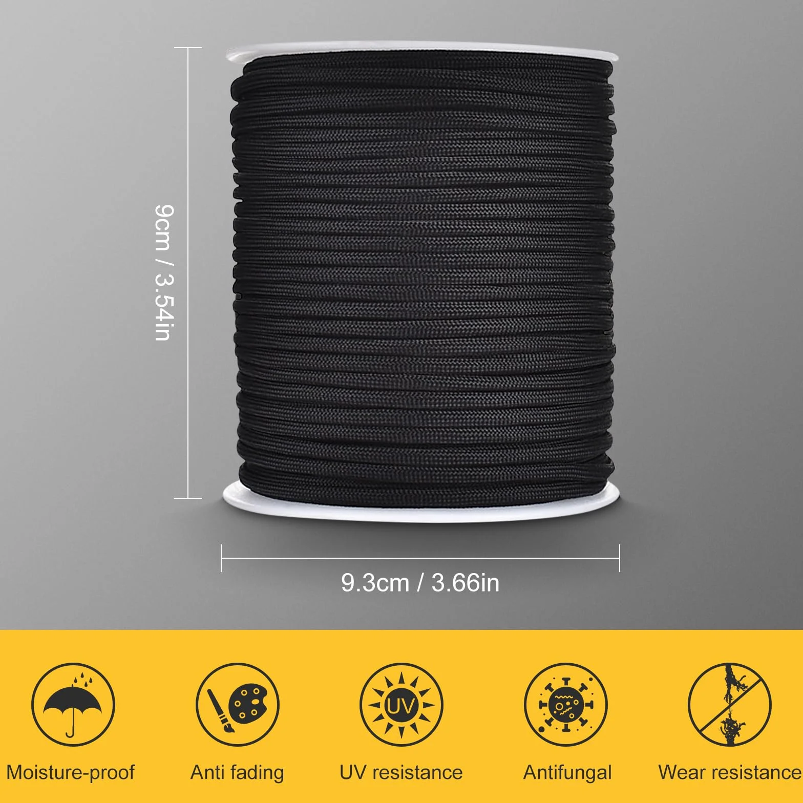 Paracord 550 Corde en Nylon 4mm 50m 7 Brins Résistant 250 kg