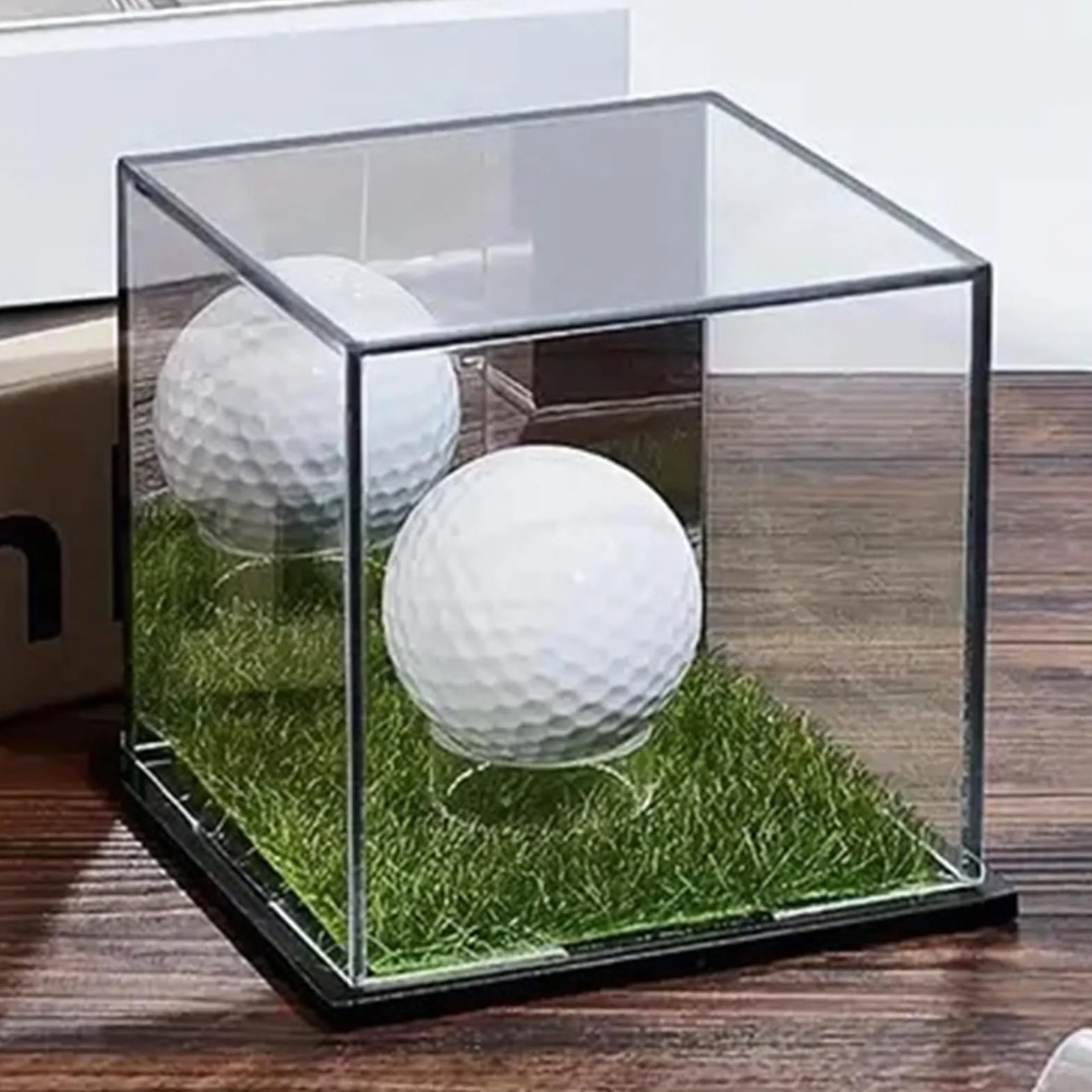 Support de balle de golf transparent, présentoir acrylique 2 pièces, boîte de rangement anti-poussière