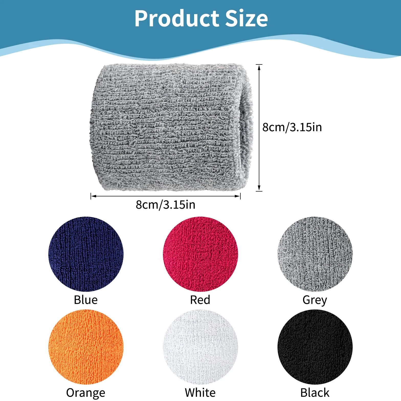 Bandeau Poignet Sport 12 Pièces Poignet Eponge Absorbant La Transpiration Hommes Femmes Bracelets Tennis Coton Football Tennis
