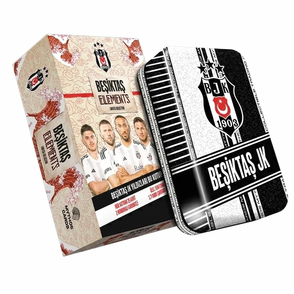 Beşiktaş Mythos Cartes à Collectionner 2023/24 Lot de 25 Cartes Métal avec 2 Cartes Numérotées Licence Officielle
