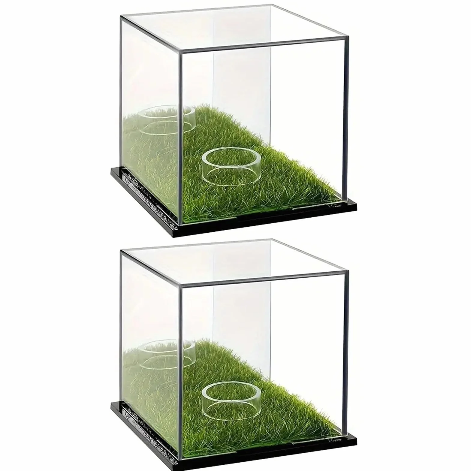 Support de balle de golf transparent, présentoir acrylique 2 pièces, boîte de rangement anti-poussière