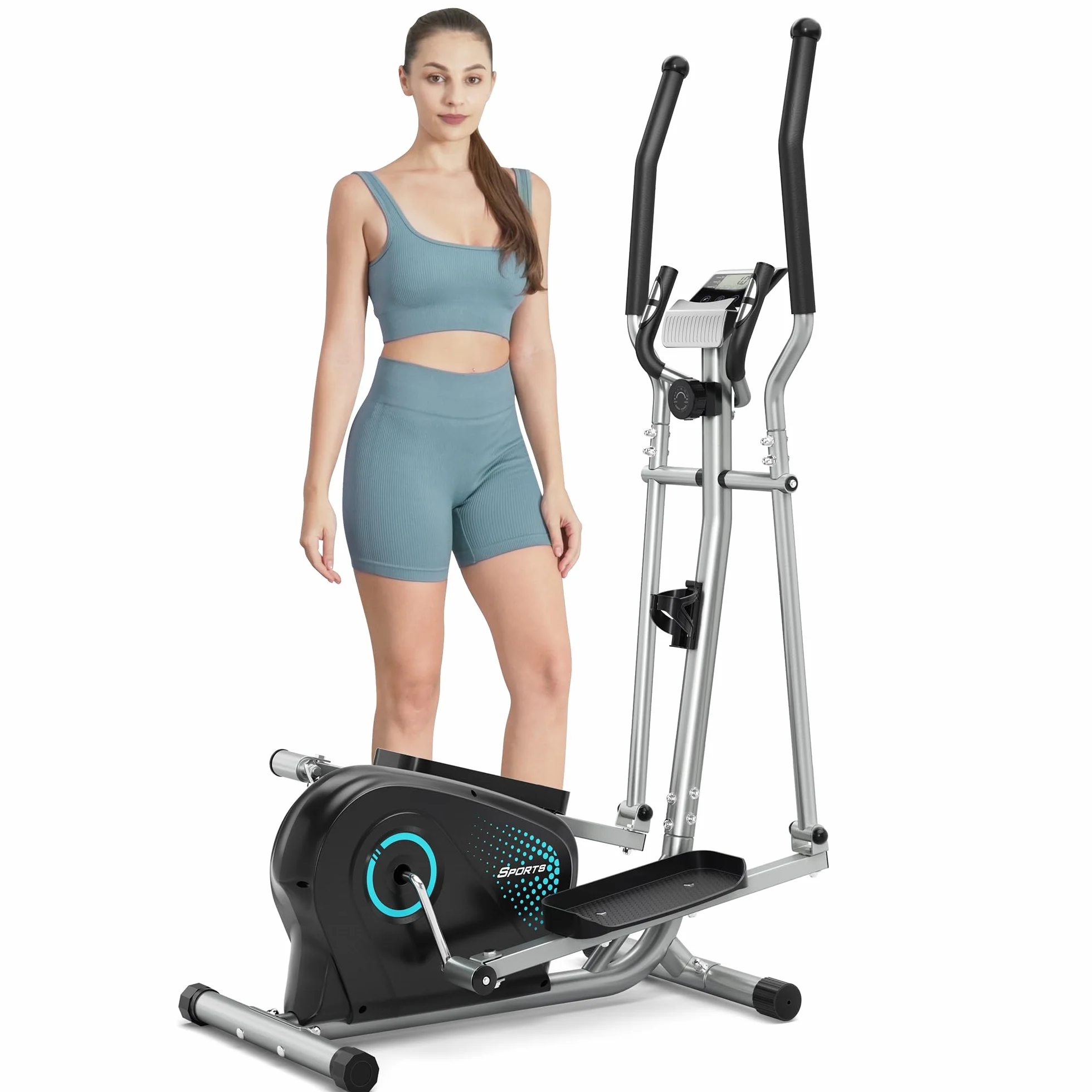 Dripex Velo Elliptique Silencieux Volant Inertie 6 kg 16 Niveaux Resistance Capteur Pouls Ecran LCD Appareil Fitness Cardio