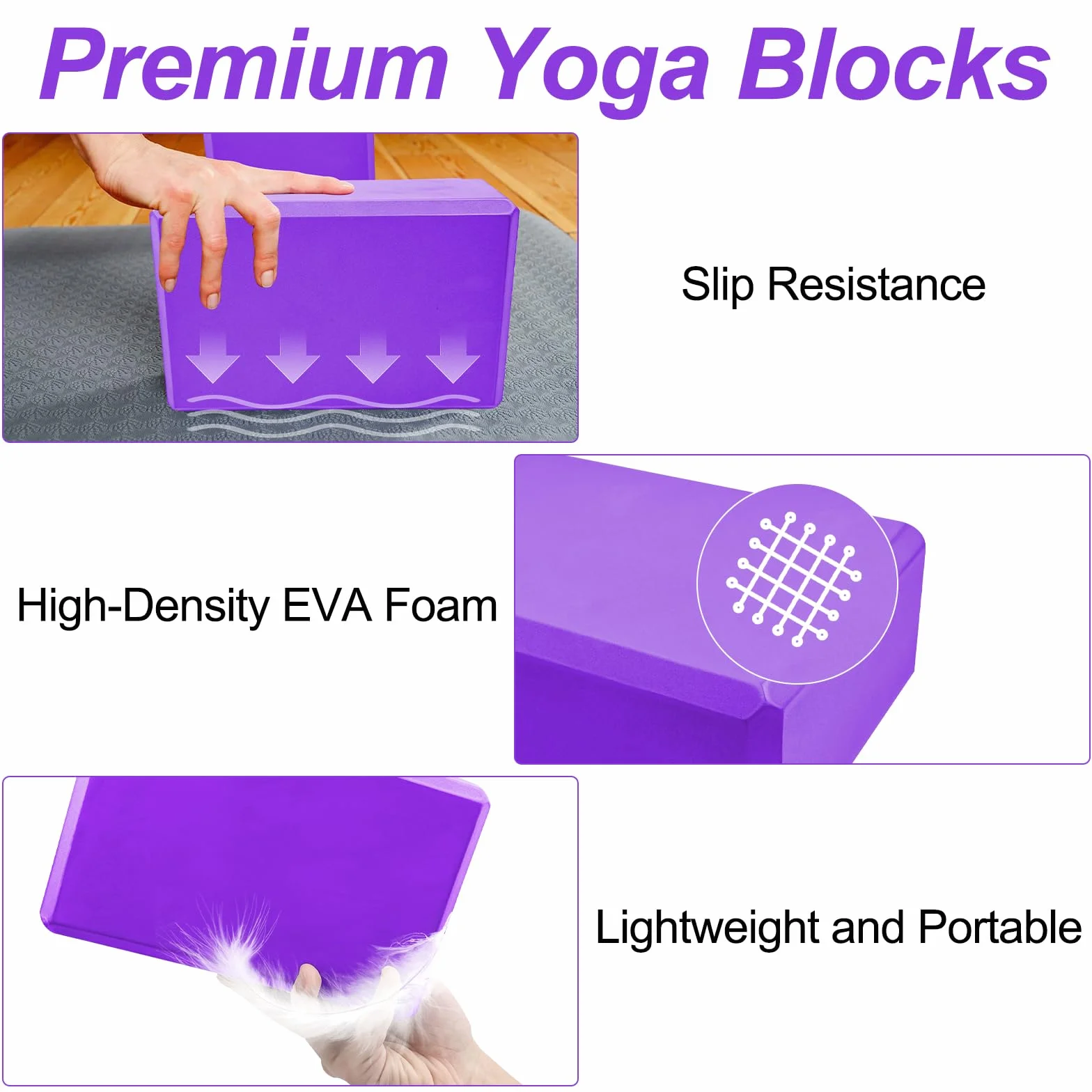 Blocs Yoga en Mousse EVA Haute Densité 23×15×7.6cm Lot de 2