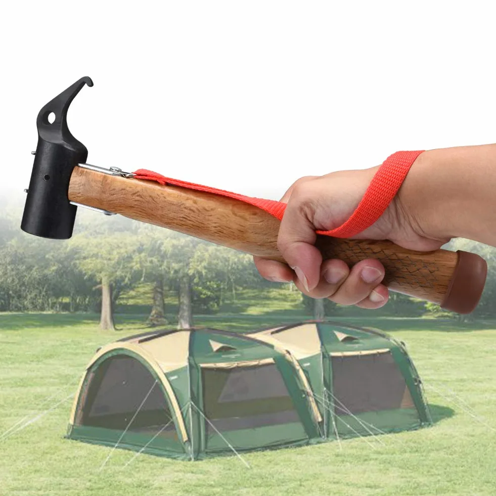 Maillet en Bois Marteau Multifonctions pour piquets de Tente avec Cordon