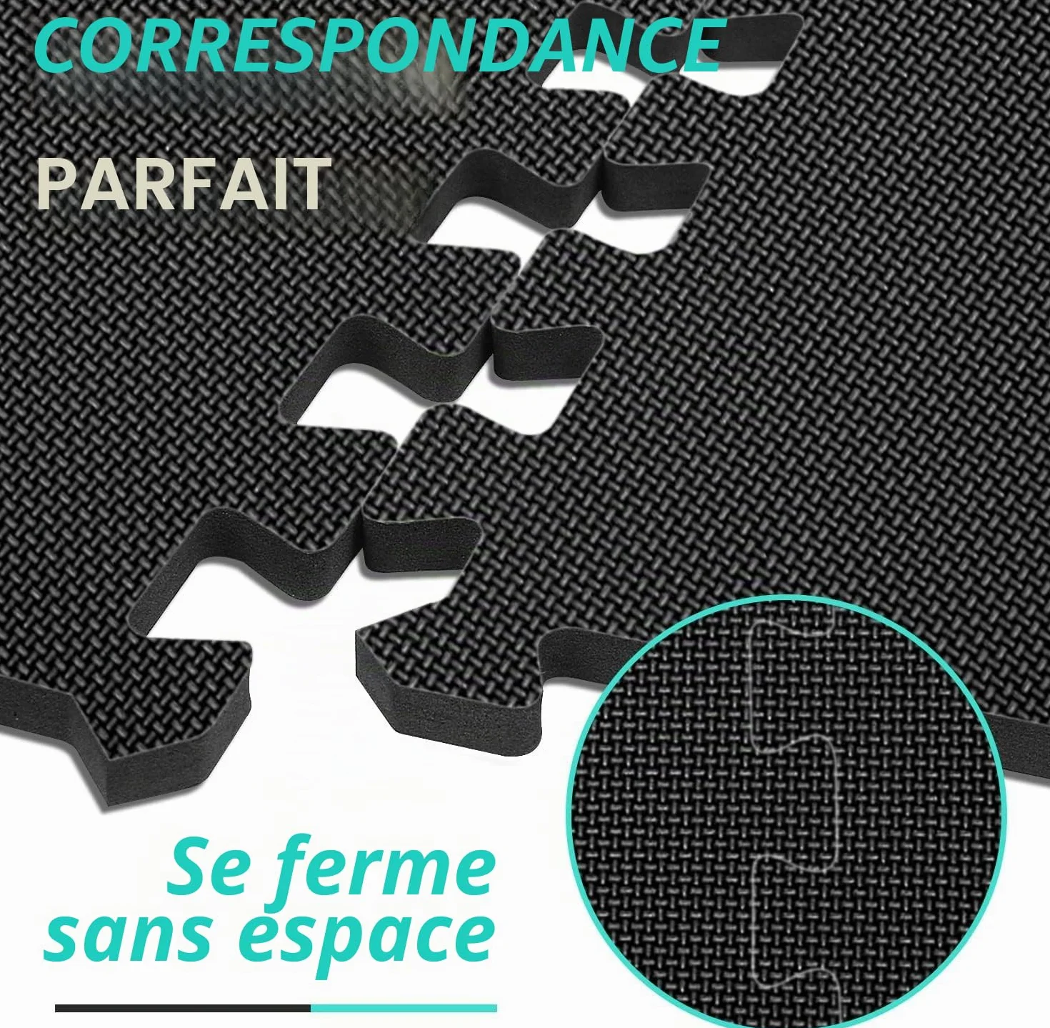 Tapis de sol Fitness EVA antidérapant 31x31cm 24 Tapis Noir