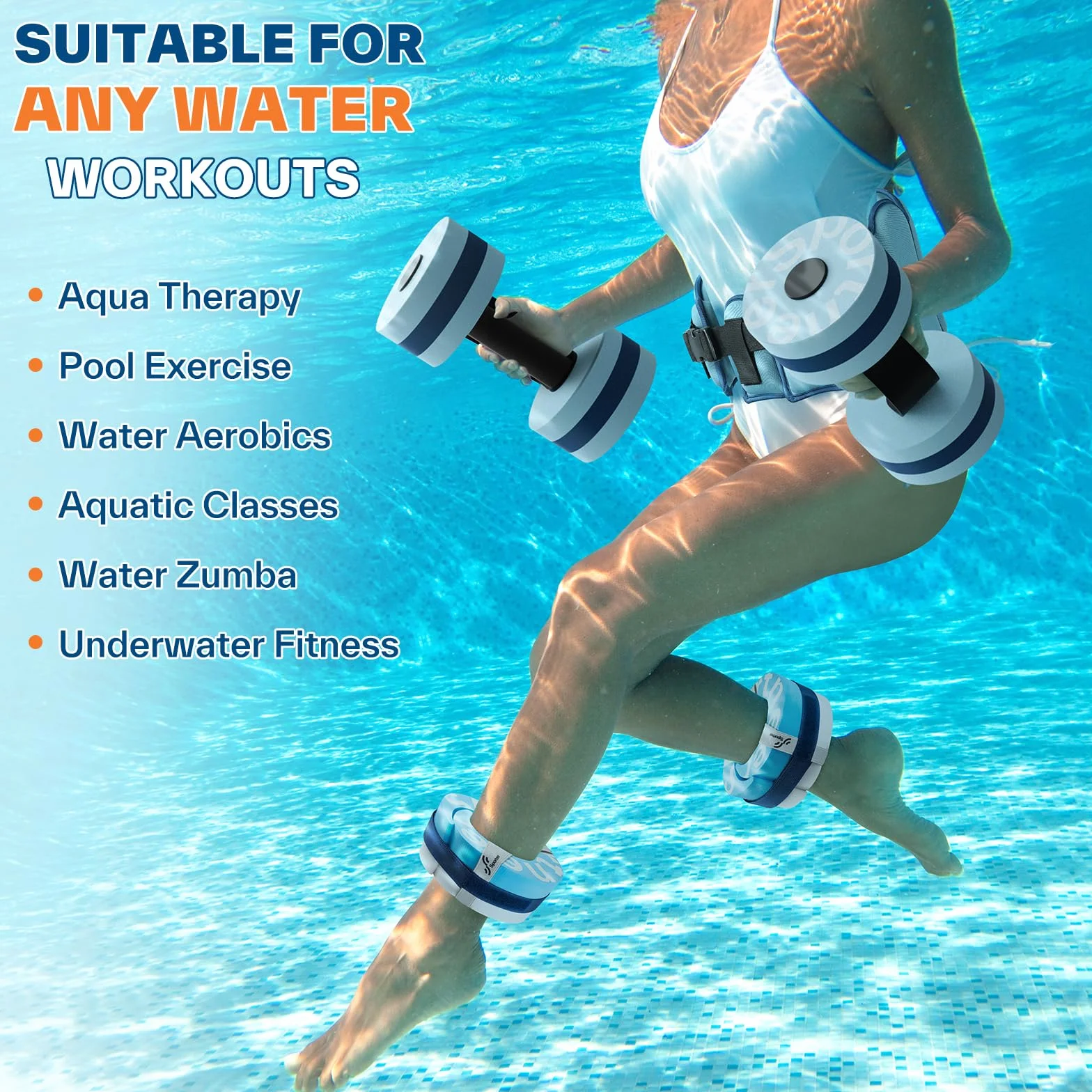 Sportneer Kit d'accessoires d'aquafitness 3 en 1 pour adultes et appareils de sports nautiques 2