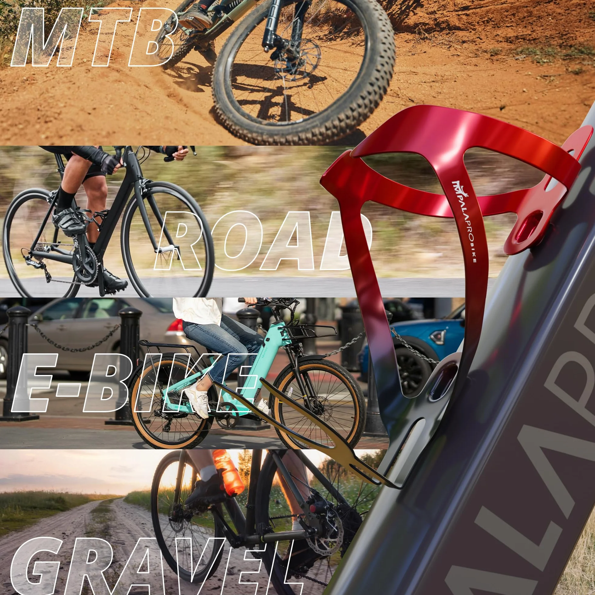 Porte Gourde Velo VTT Route Aluminium Électroplaqué Ultraléger 26 g Accès Frontal Adaptateur Bouteilles Eau Jetables Rouge