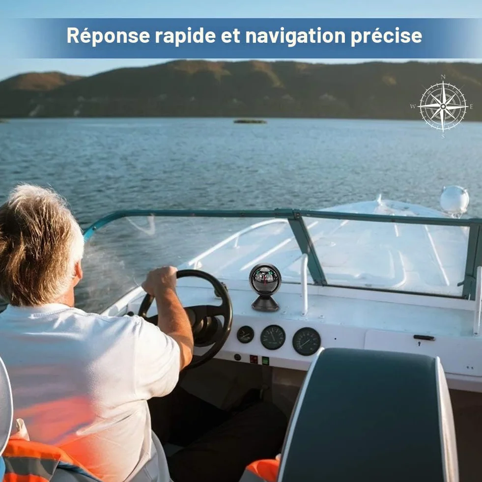 Boussole de Navigation Numérique Marine Noire pour Bateau, Voiture, Camion