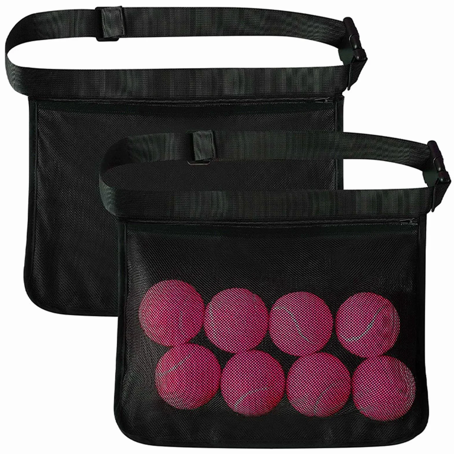Sac Porte-Balle de Tennis, Sac de Transport pour Balle de Tennis - Support de Taille pour Porte-Balle de Tennis - Sac de Balle de Hanche de Taille en Maille réglable, Poche de Rangement de