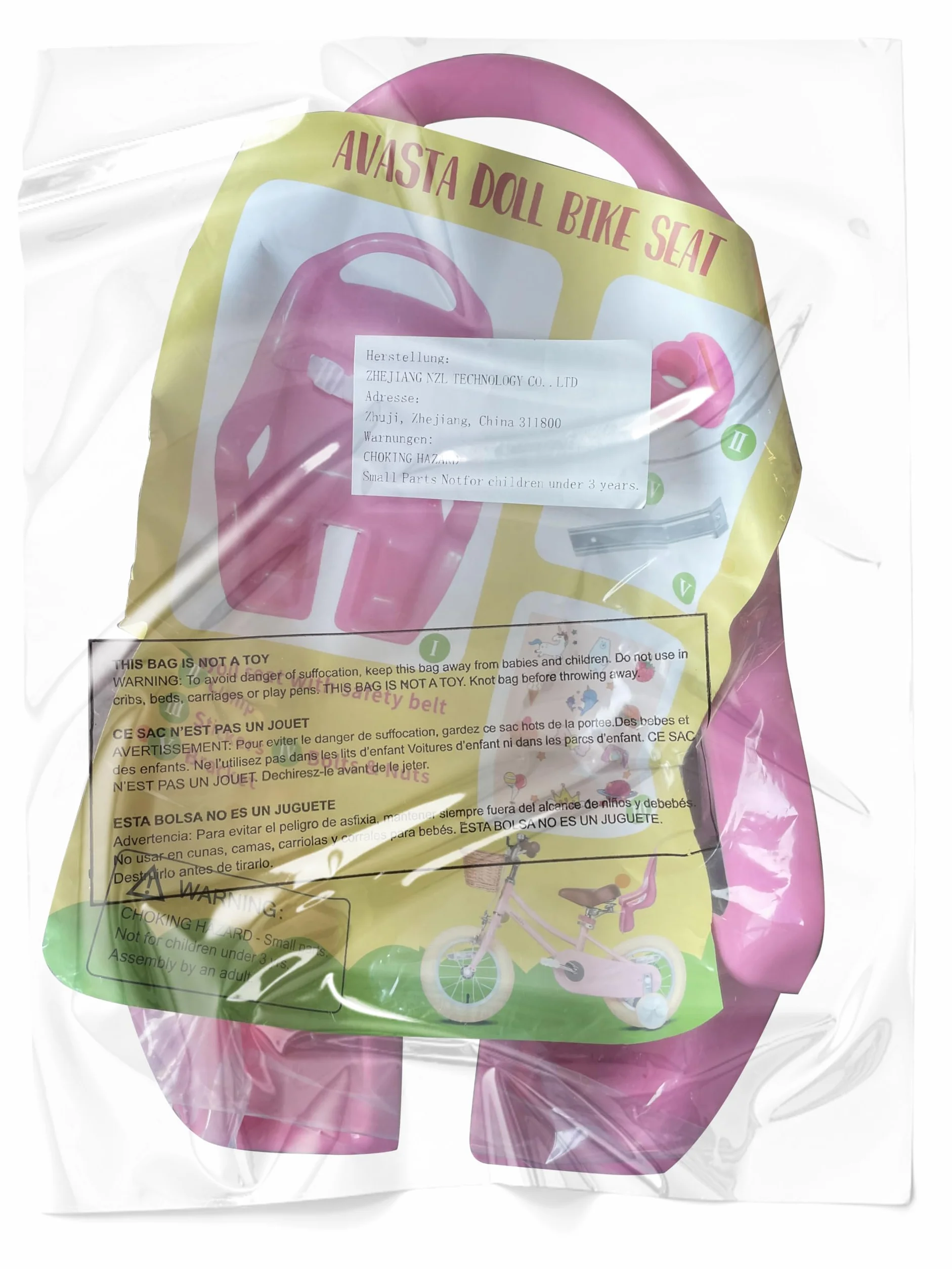 AVASTA Siège de vélo pour poupée, porte-poupée compatible poupées taille standard et peluche