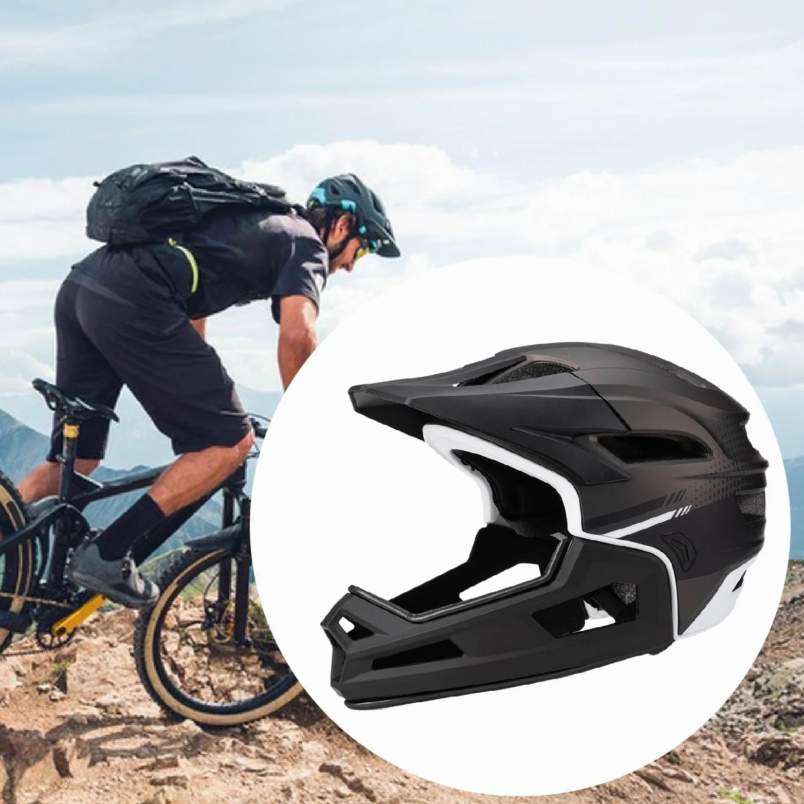Baoblaze Casque de Vélo Intégral avec Mentonnière Amovible et Ventilation Réglable pour Skateboard, équitation, Femmes et Hommes