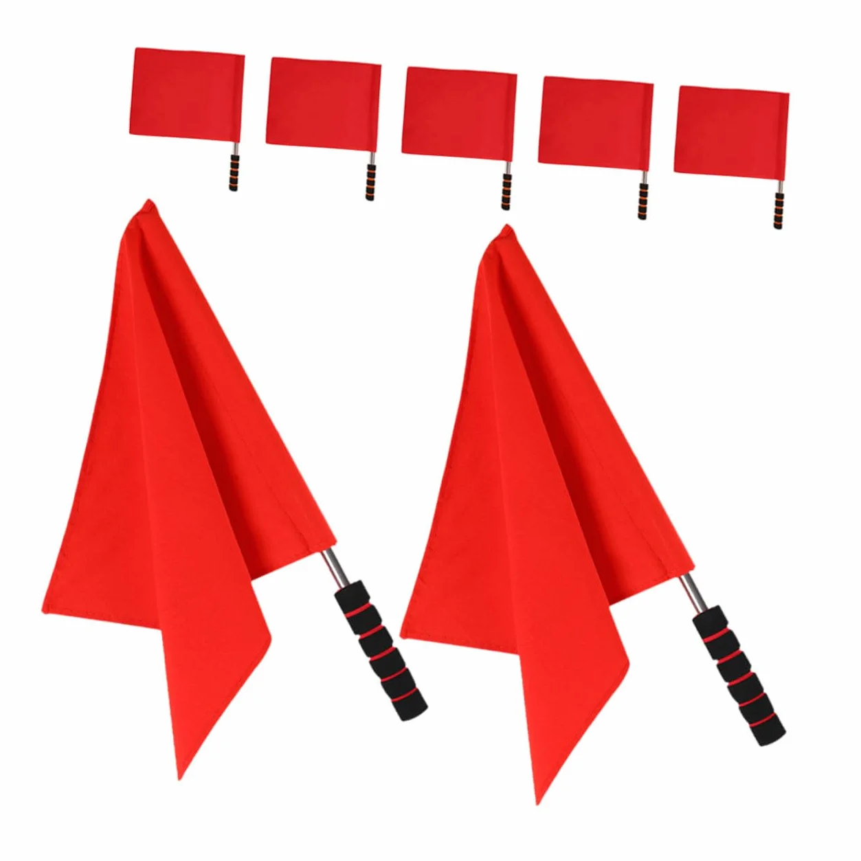 SOIMISS 7 pièces Drapeaux Arbitre Rouge Signalisation Main Juge de Touche Sport Manche Inox Mousse Équipement Léger Football Volley Rugby