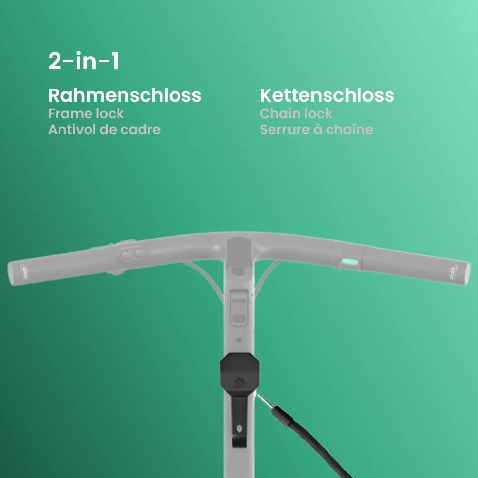 Egret Easy Lock Serrure 2 en 1 pour scooter électrique, 120 cm, avec niveau de sécurité élevé et clé, compatible avec Egret Ey! et X, noir